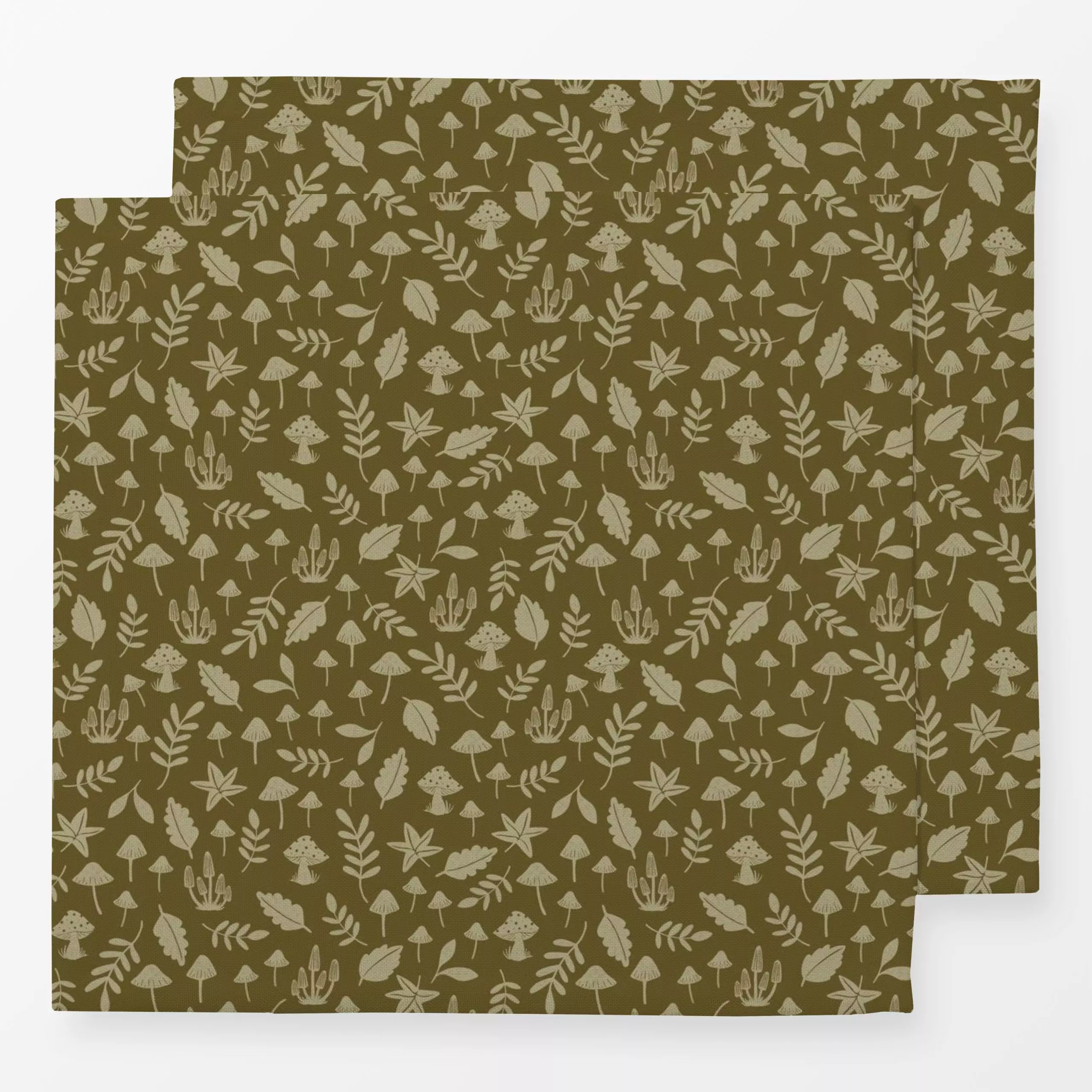 Servietten Waldboden Olivgrün - Herbst, Natur & Landschaft - von „DEINKI Studio"; Blatt, Blätter, Wald, Herbst, Herbstdeko, ...