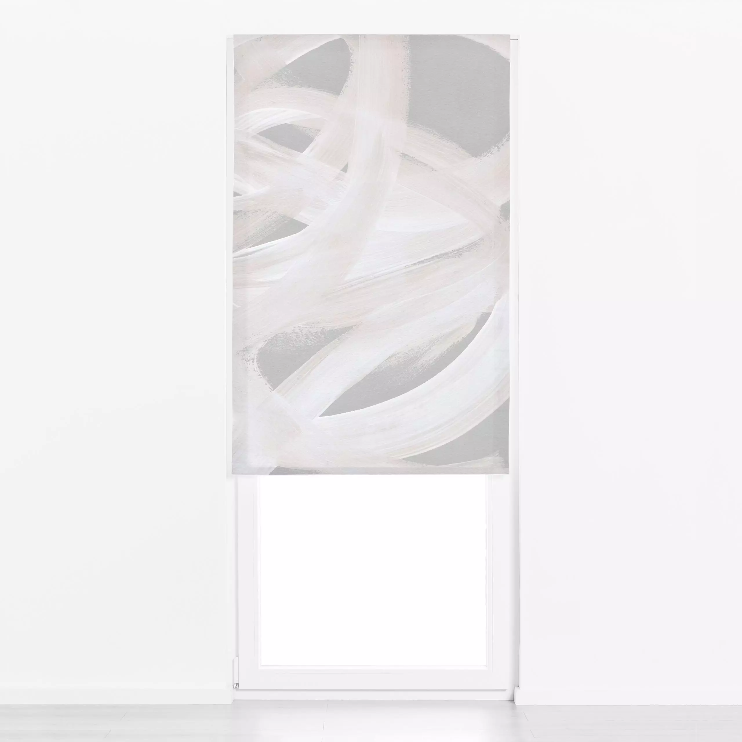 Raffrollo Bright Abstract 3 - Symbole & Muster - von „Mareike Böhmer"; minimal, Pinsel, abstrakt, Pinselstrich, monochrom, P...