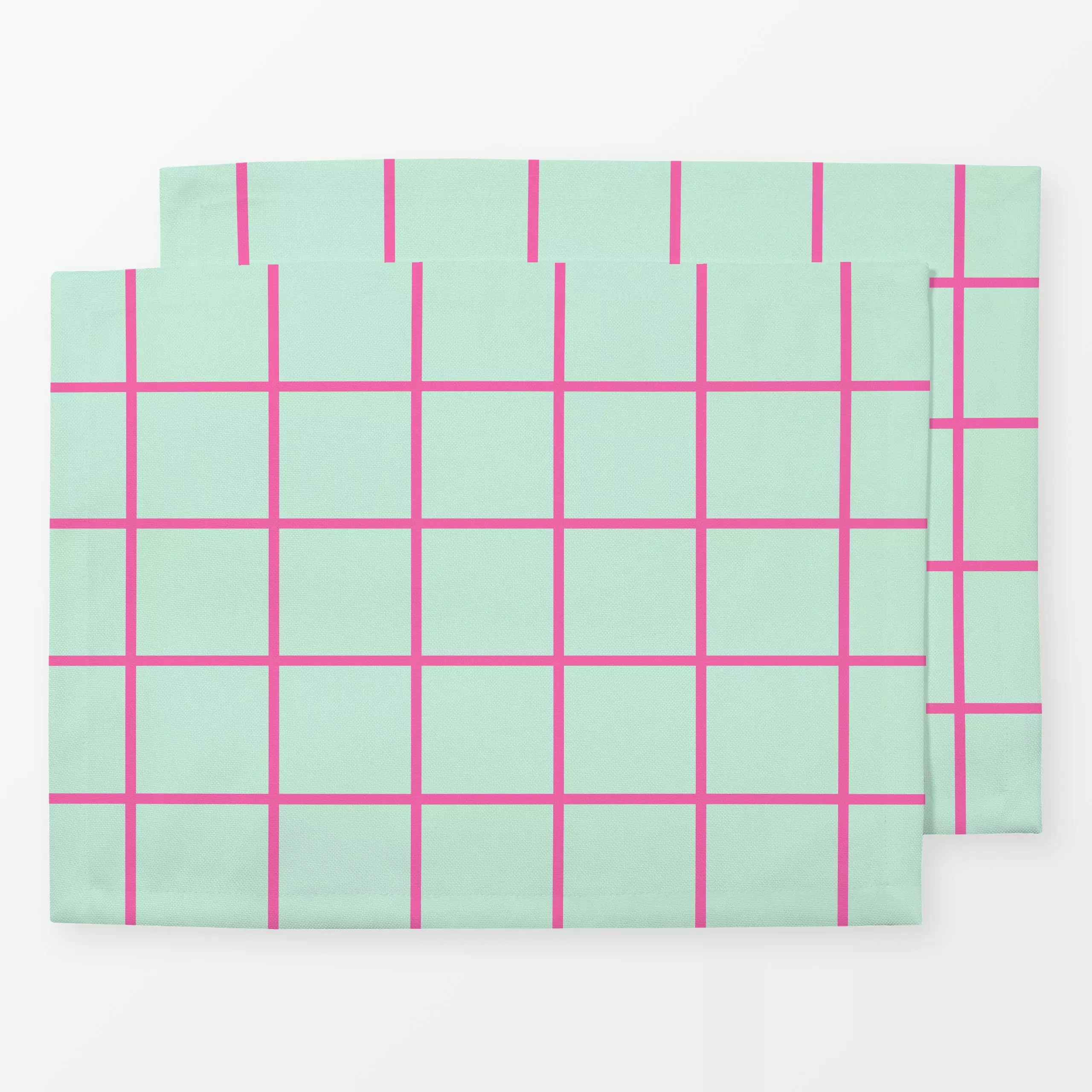 Tischset Pink & Mint Grid, gemustert, von Lisa Jasmin Bauer