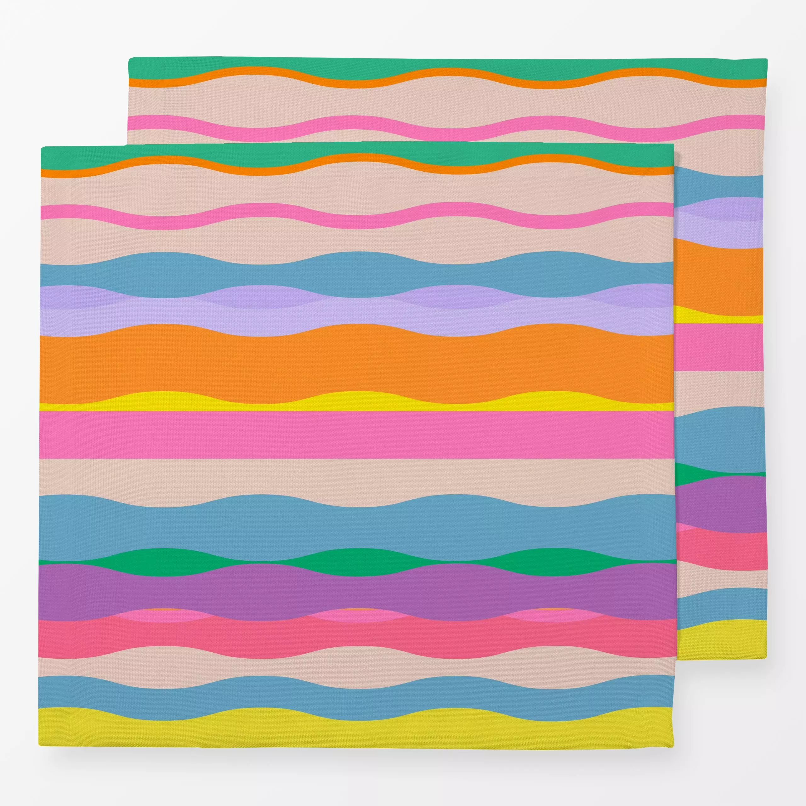 Servietten Wellen Streifen Bunt Horizont - Sommer, Symbole & Muster - von „Alisa Knöß"; Retro, modern, outdoor, Gartendeko, ...