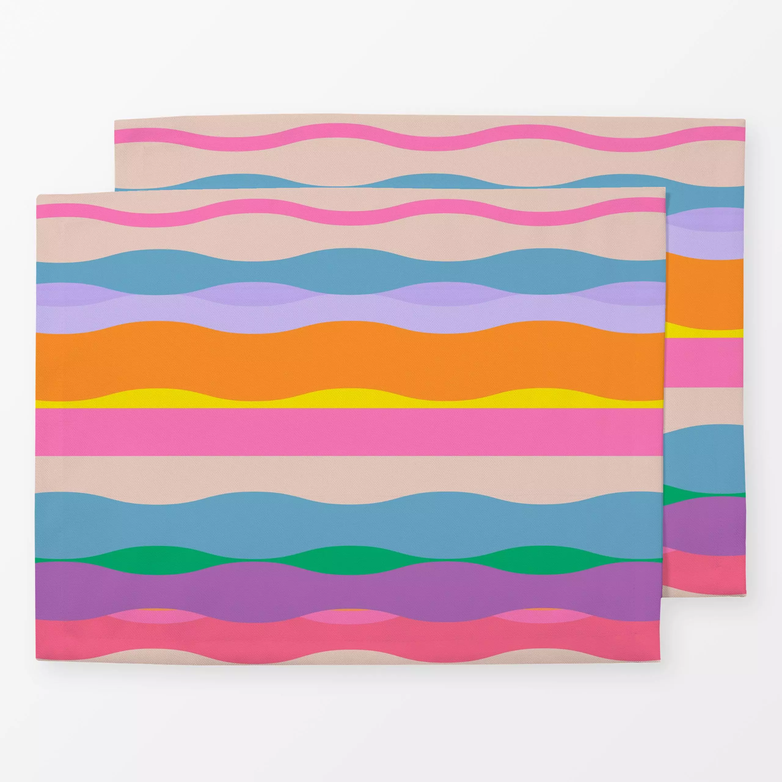 Tischset Wellen Streifen Bunt Horizont, gemustert, Sommer, von Alisa Knöß