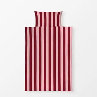 Bettwäsche Blockstreifen rosa weinrot
