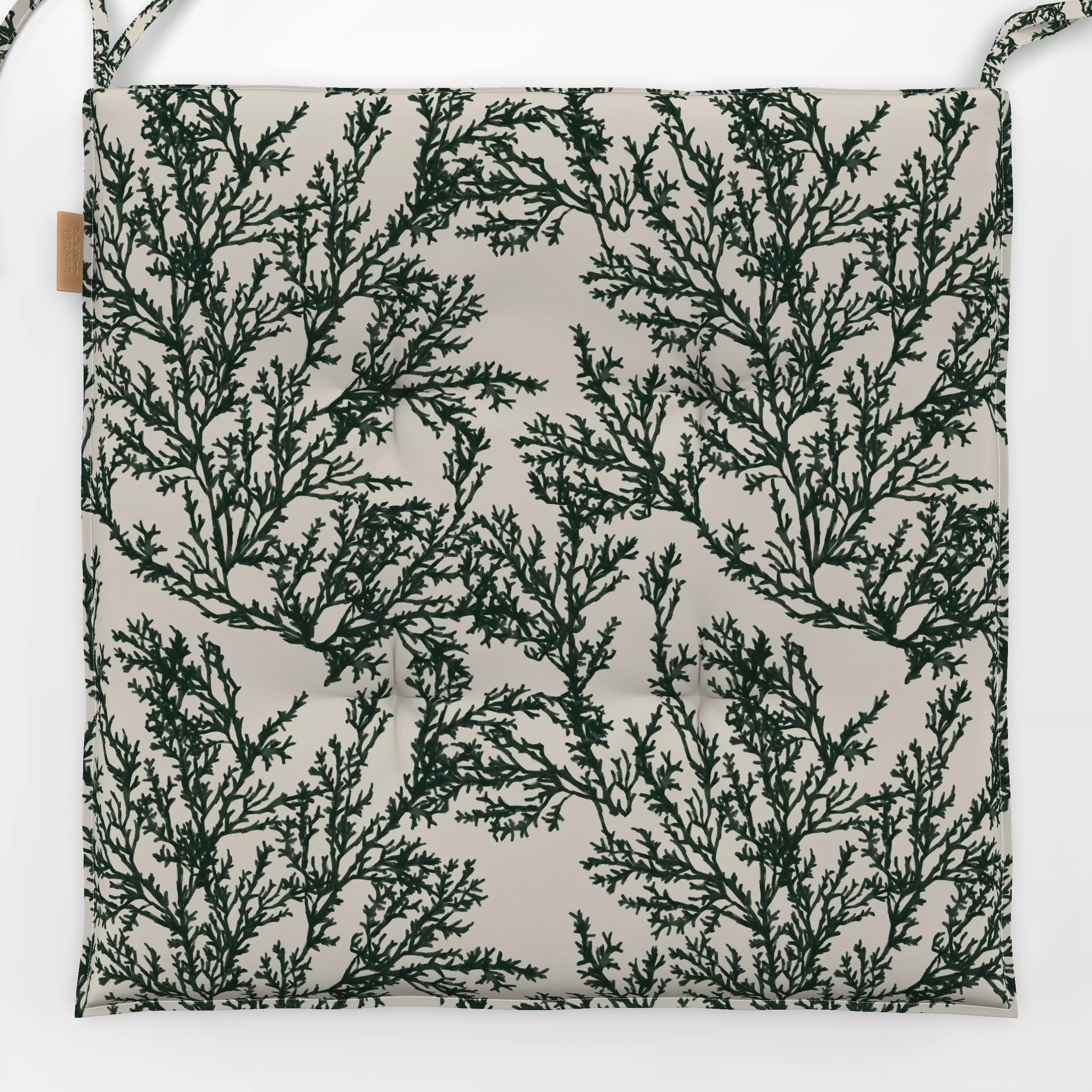 Sitzkissen Winter Äste grün - Winter, Pflanzen & Botanik - von „Jana Driver"; Zweige, beige, Winter, gruen, winterlich, Aeste