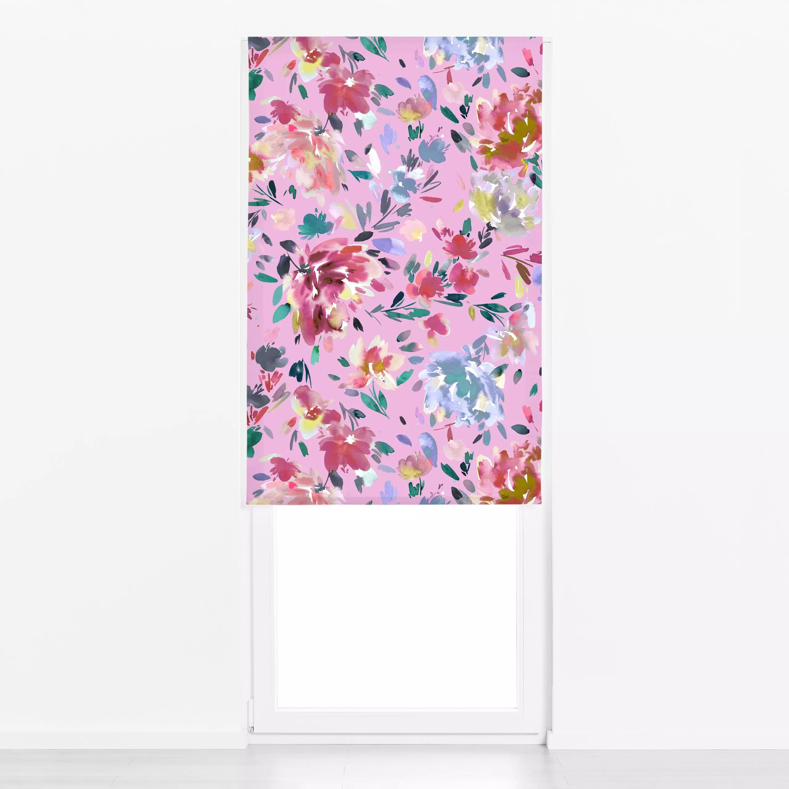 Raffrollo Aquarell Artistic Peonies Pink - Blumen & Florales - von „Ninola Design "; boho, Pfingstrosen, Wildblumen, Elegant...