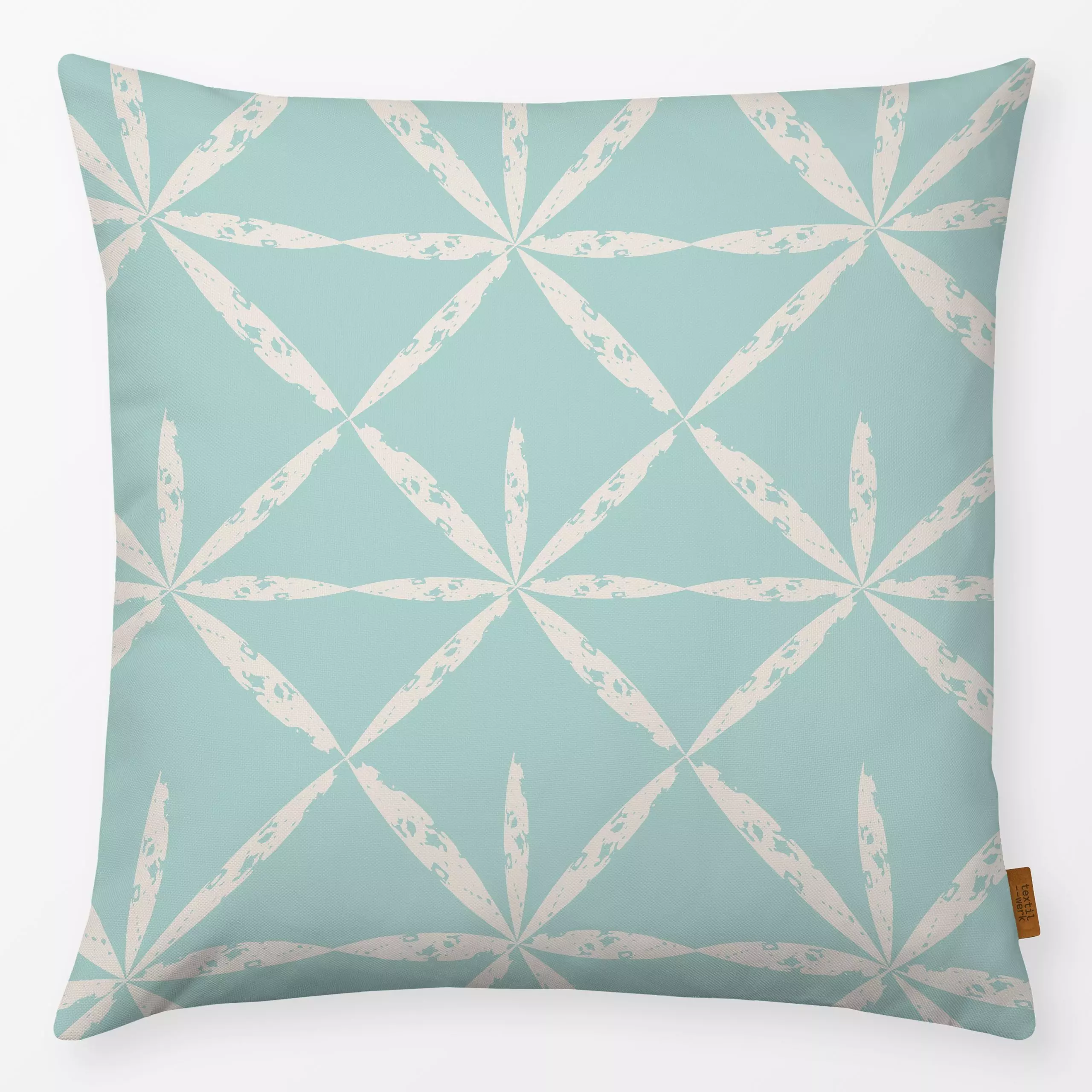 Kissen Boho Star Brush Türkis - Symbole & Muster - von „Patries Elisabeth"; boho, Muster, abstrakt, Geometrisch, modern, Ste...