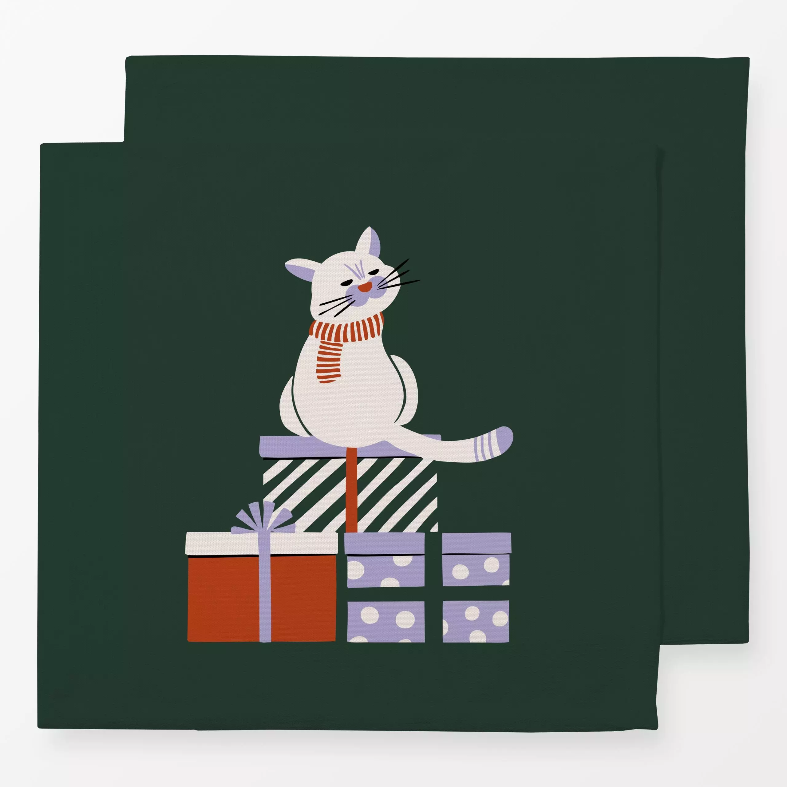 Servietten Merry Catmas | grün - Tiere, Weihnachten, Anlässe - von „moDeern Design Studio"; Weihnachten, weihnachtlich, weih...