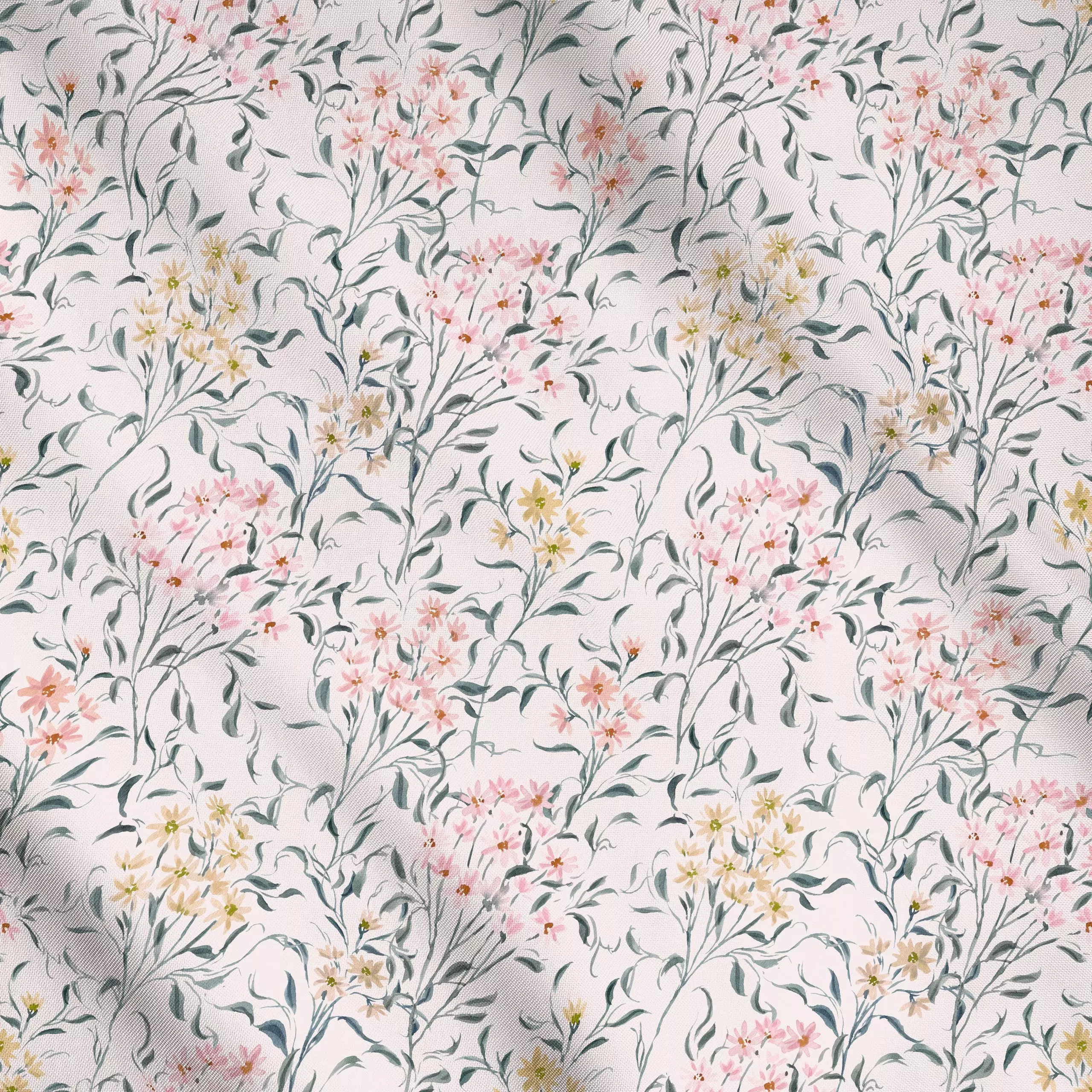 Meterware Wildblumen - Blumen & Florales, Pflanzen & Botanik - von „youdesignme"; boho, Aquarell, altrosa, skandinavisch, Bl...