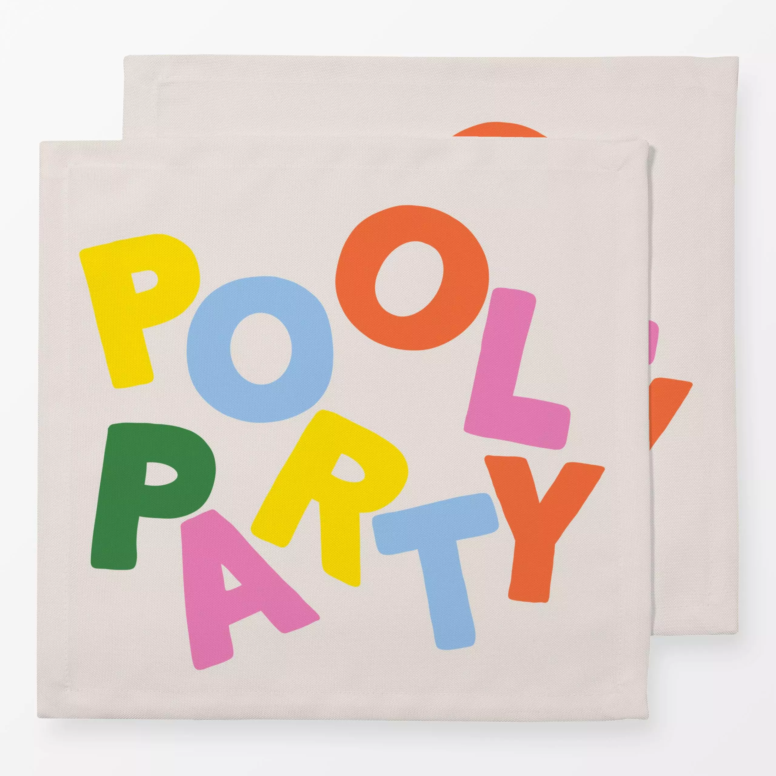 Servietten Pool Party - Sommer, Sprüche & Schriftzüge - von „textilwerk"; Illustration, skandinavisch, beige, Sommer, bunt, ...