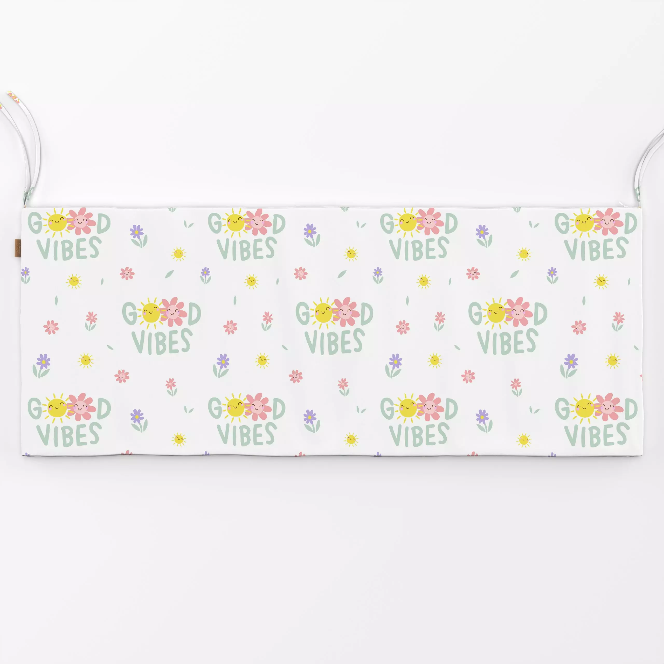 Bankauflage Good vibes - weiss - Sommer, Sprüche & Schriftzüge - von „Heyduda"; Blumen, Sonne, Sommer, floral, typografie, F...