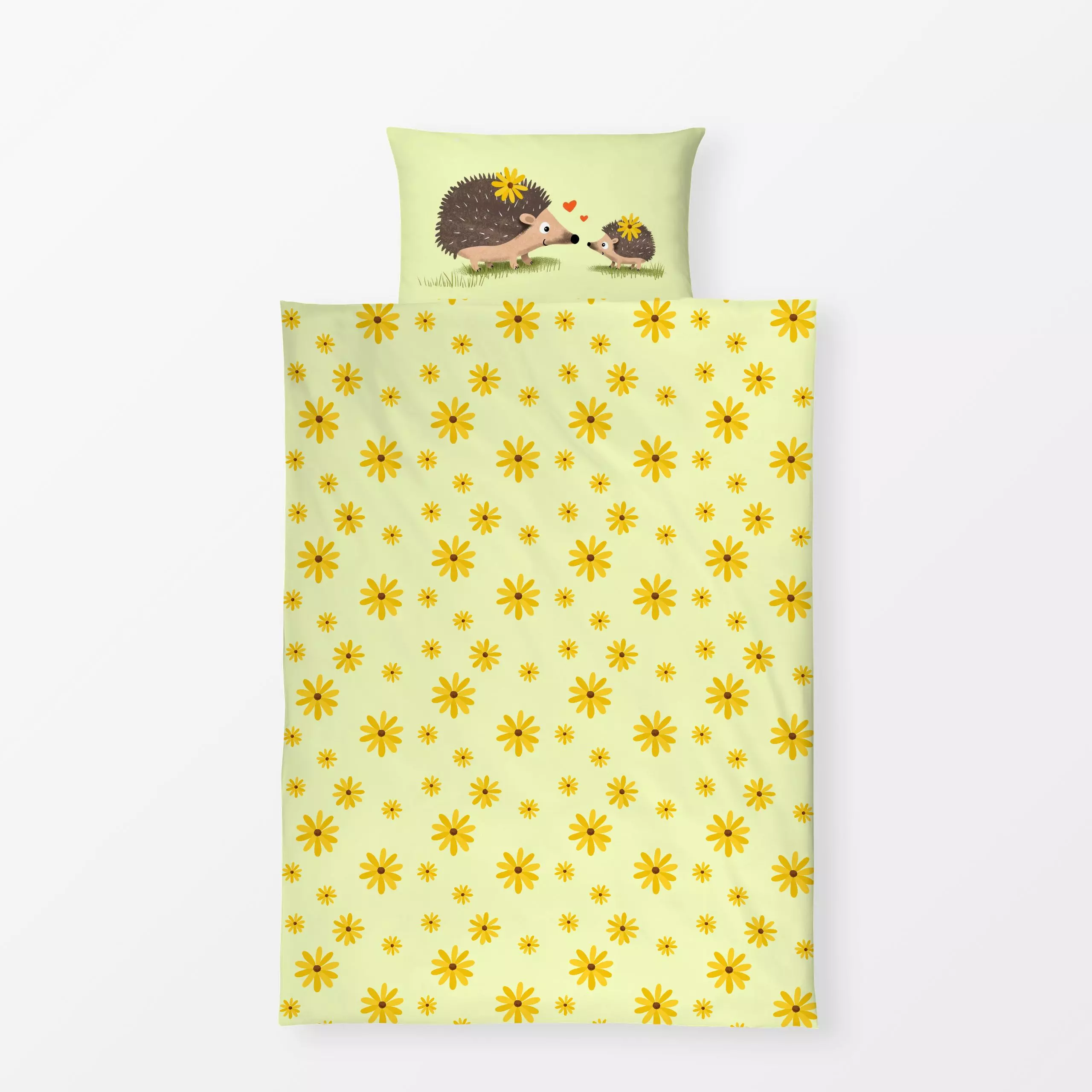 Bettwäsche Igelglueck - Blumen & Florales, Kinderzimmer & Motive für Kinder - von „Julia Reyelt"; Muster, Natur, Blumen, Blü...