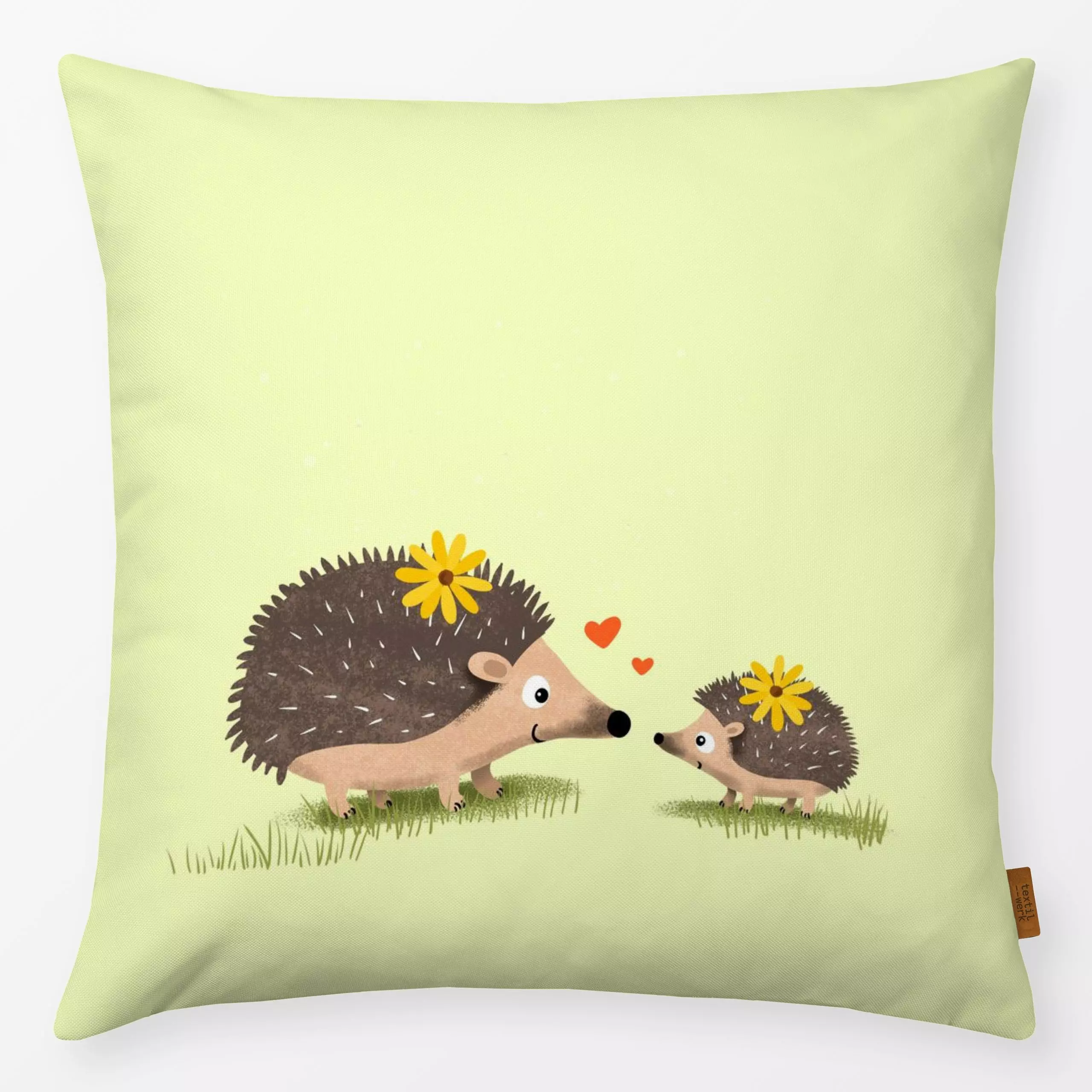 Kissen Igelglueck - Blumen & Florales, Kinderzimmer & Motive für Kinder - von „Julia Reyelt"; Muster, Natur, Blumen, Blüten,...