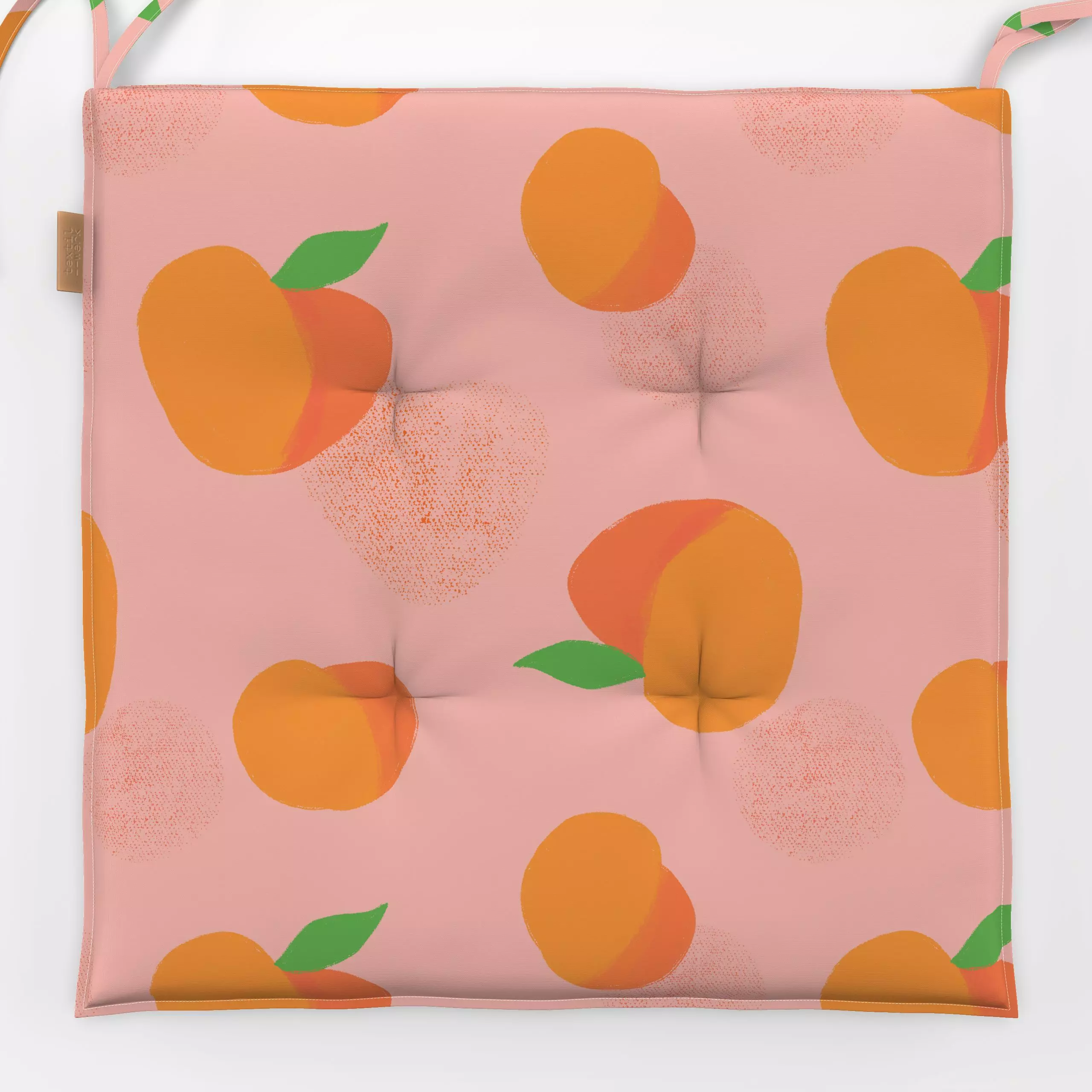 Sitzkissen Peaches - Sommer - von „Julia Marquardt-Lott"; Frucht, Obst, Muster, Sommer, Pfirsich, peach, Peaches