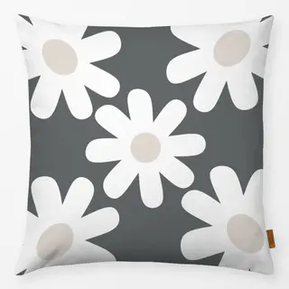 Kissen Große Gänseblümchen Grau Weiß