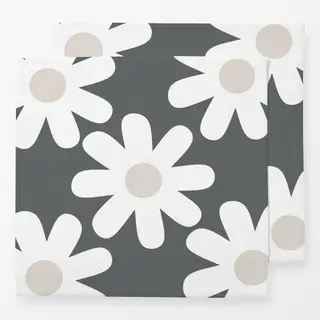 Servietten Große Gänseblümchen Grau Weiß