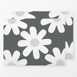 Tischset Große Gänseblümchen Grau Weiß