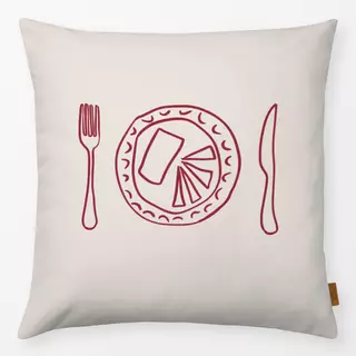 Kissen Beige Dunkelrot