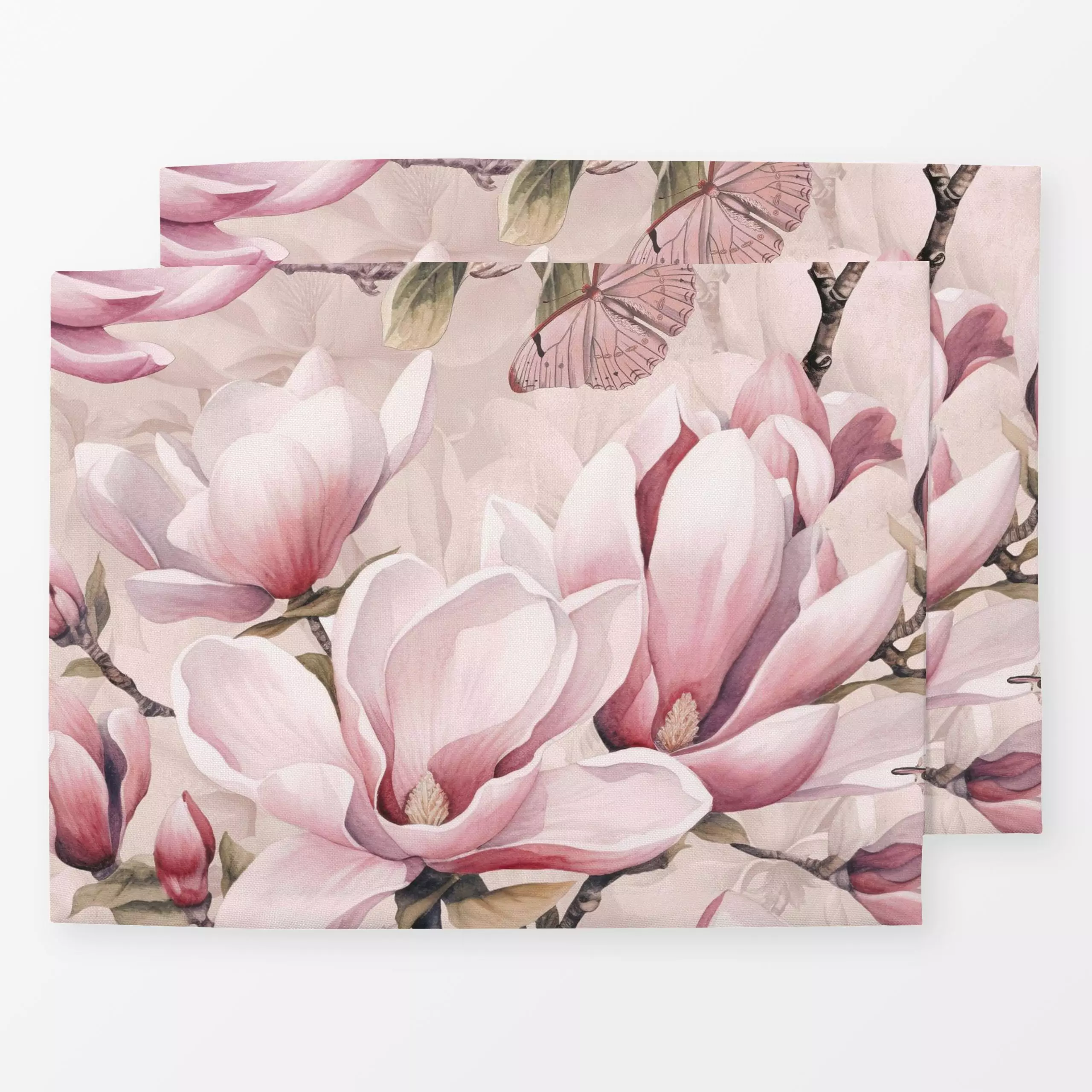 Tischset Magnolia And Butterfly Pink, Blumen, Frühling, von Andrea Haase