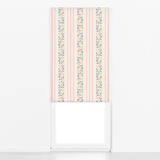 Raffrollo Blumen und Spitze Weiss Rosa