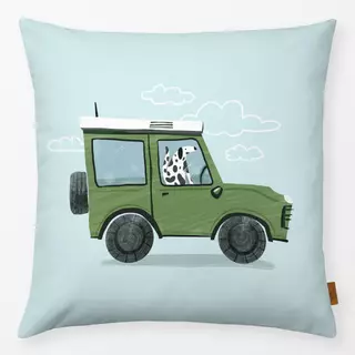 Kissen Hund im Auto blau