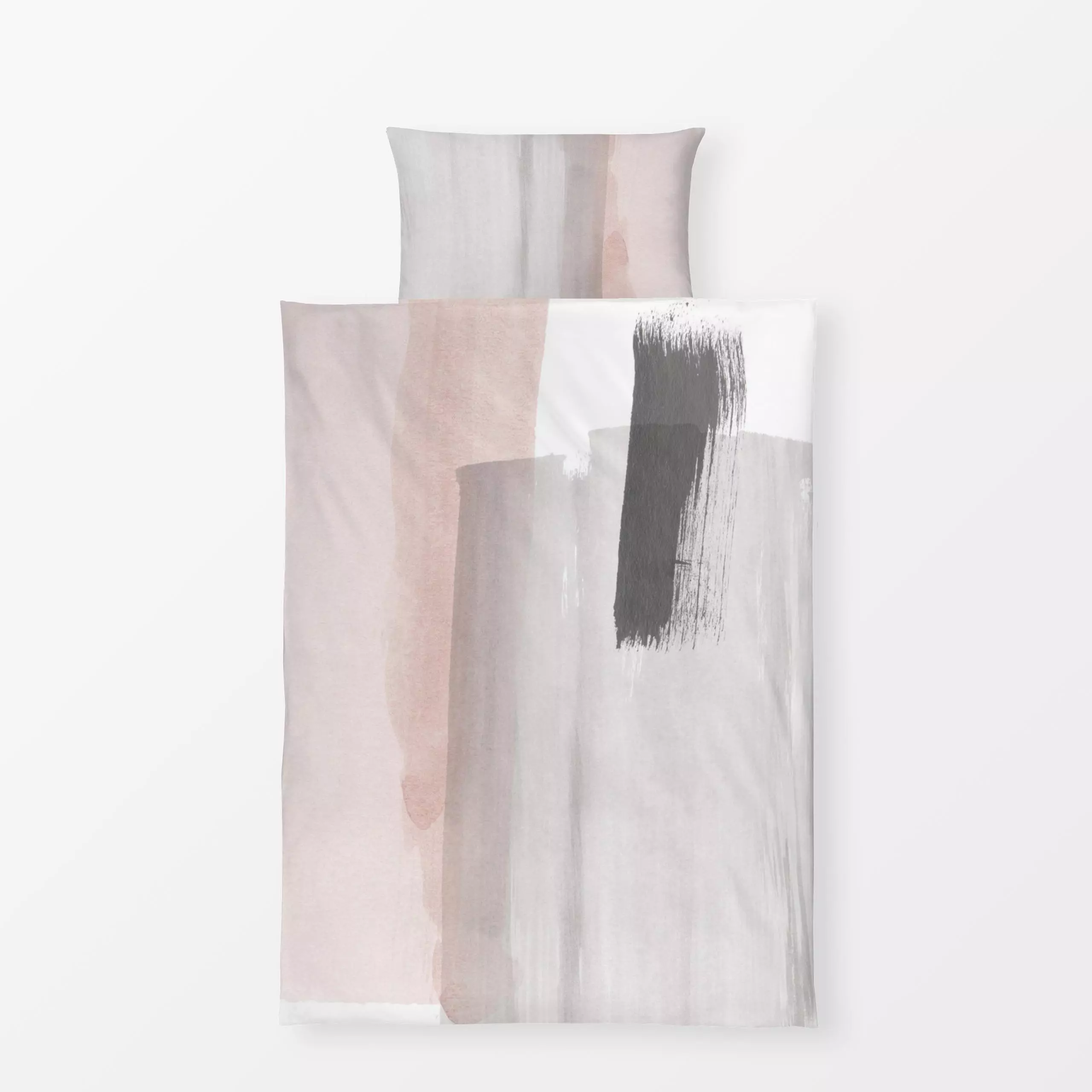 Bettwäsche Brush Strokes Pink and Gray 3 - Symbole & Muster - von „Nouveau Prints"; Pinsel, Abstrakt, Minimalismus, Grafik, ...