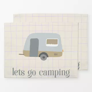 Tischset Lets go camping caravan