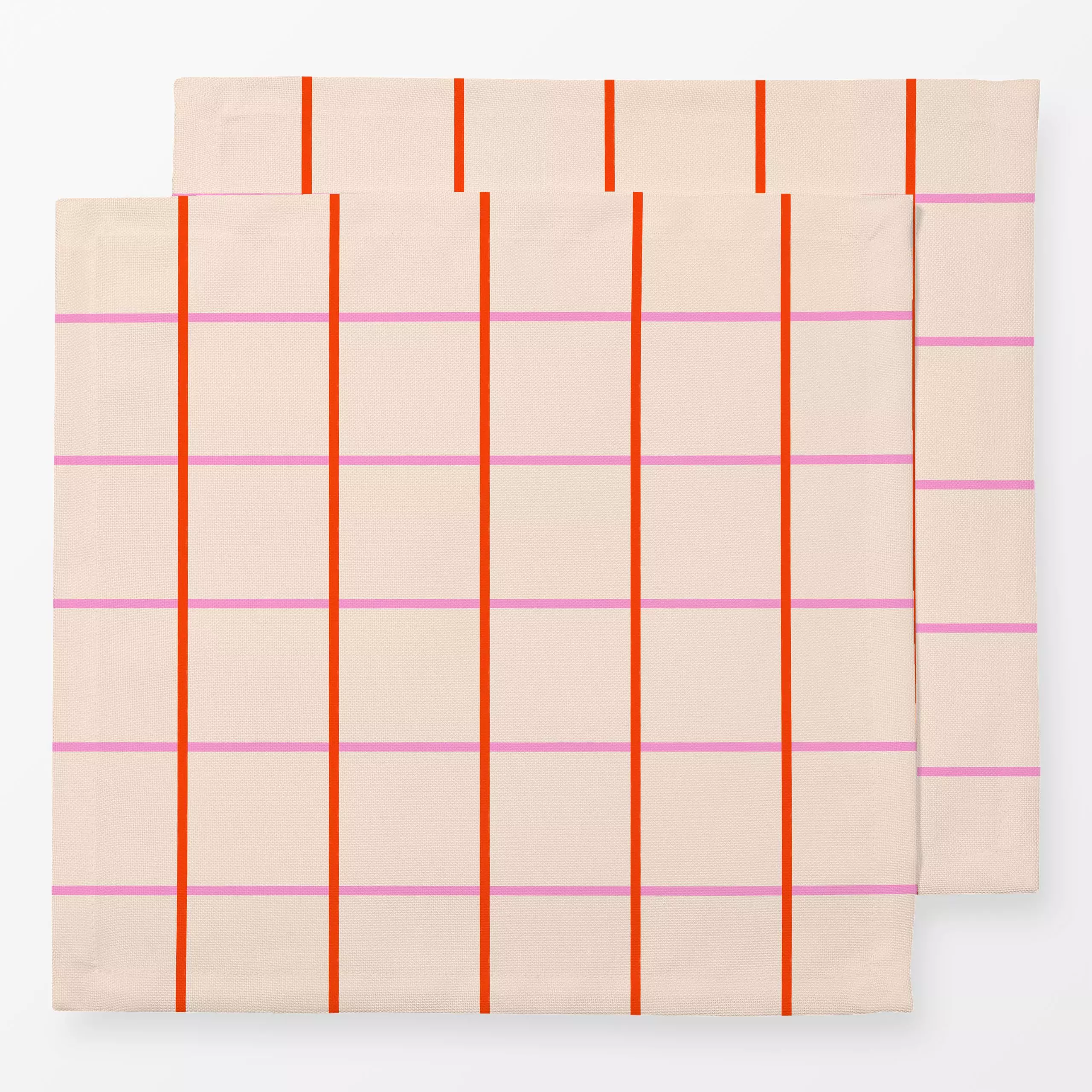 Servietten Grid Rot & Pink - Symbole & Muster - von „Maren Gross "; minimal, grafisch, trend, grid, Karo, pink, Geschenk, ze...