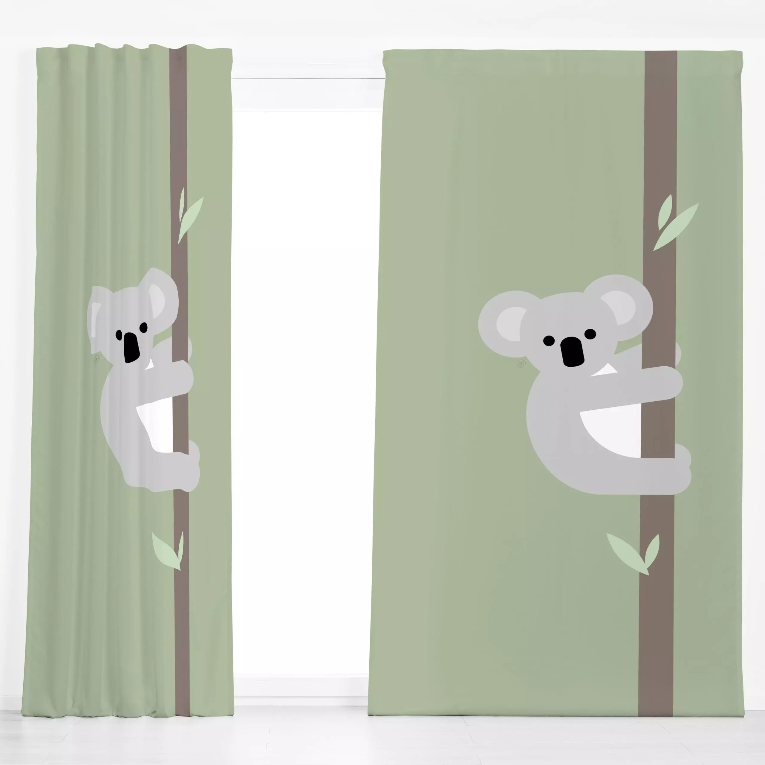 Dekovorhang Koala - Kinderzimmer & Motive für Kinder, Tiere - von „Carolin Vonhoff"; Kinder, Bäume, Blätter, Bambus, Koala, ...