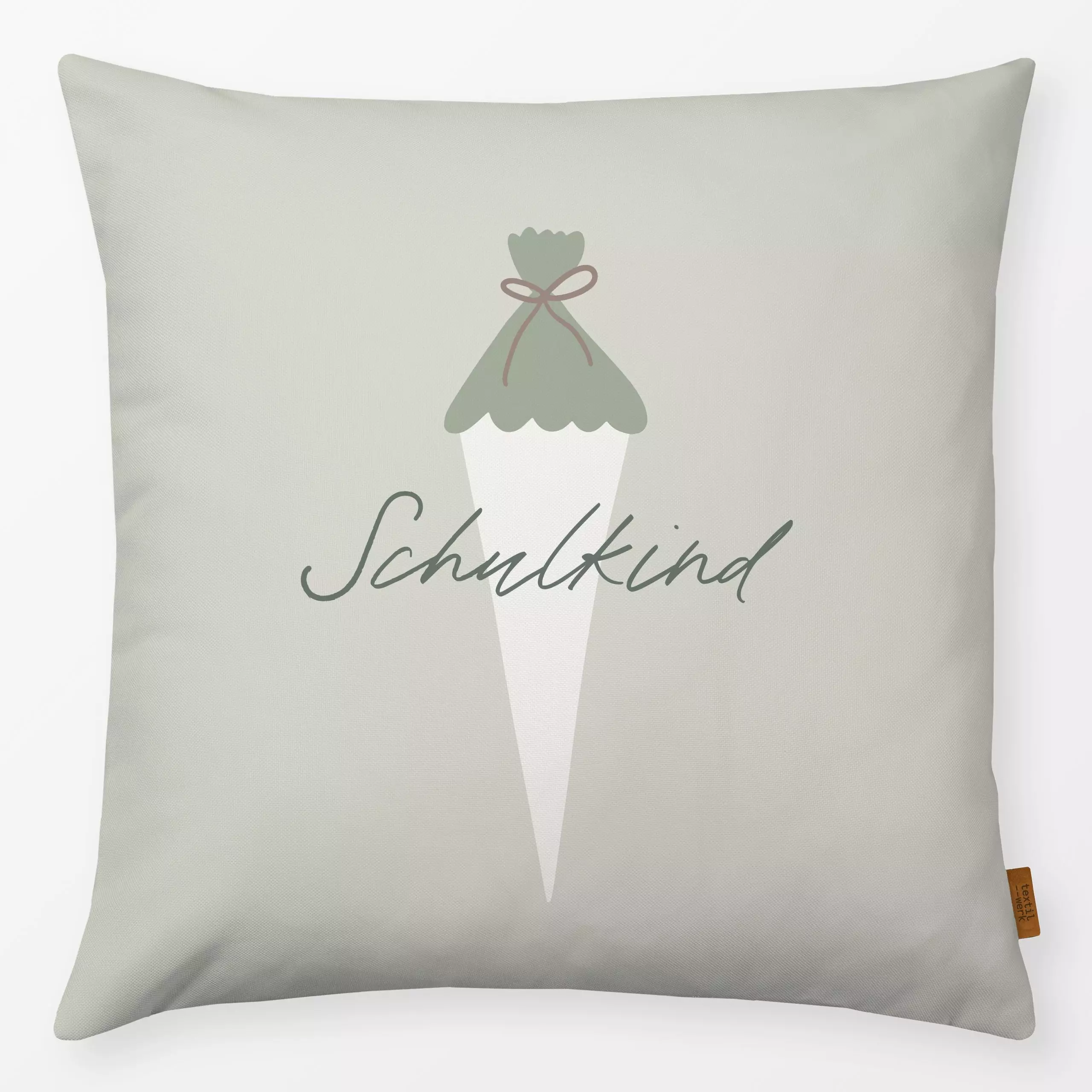 Kissen Schultüte Grün - Kinderzimmer & Motive für Kinder, Sprüche & Schriftzüge, Anlässe - von „Kruth Design“; Kinder, gesch...