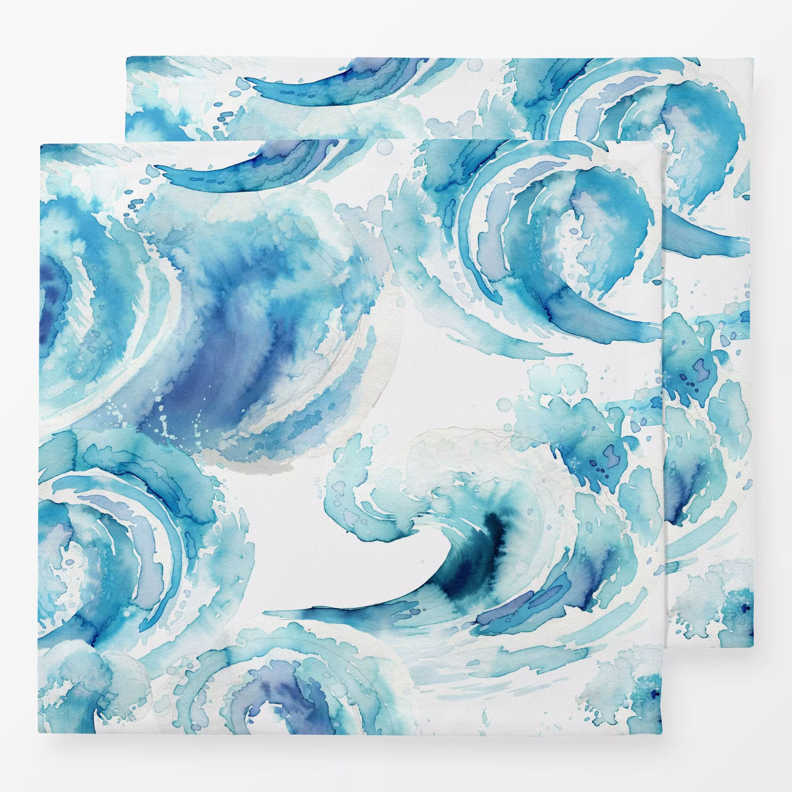 Servietten Meer Wellen Ozean Blau - Natur & Landschaft, Sommer, Symbole & Muster - von „Ninola Design "; boho, Aquarell, Oze...