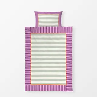 Bettwäsche Streifenrahmen Mint Lila