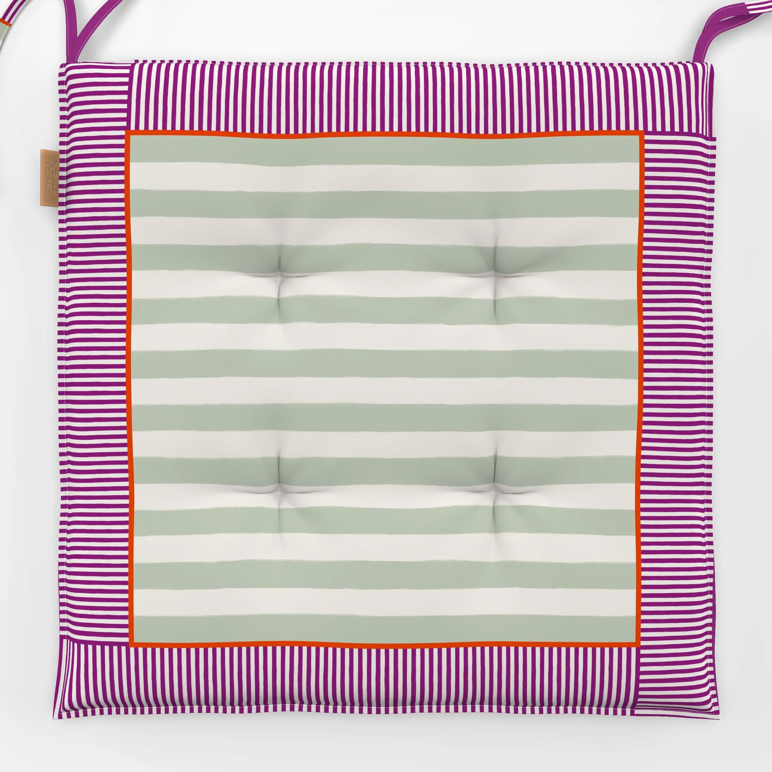 Sitzkissen Streifenrahmen Mint Lila - Symbole & Muster - von „Sophie Augustin Illustration"; Muster, Streifen, modern, gestr...
