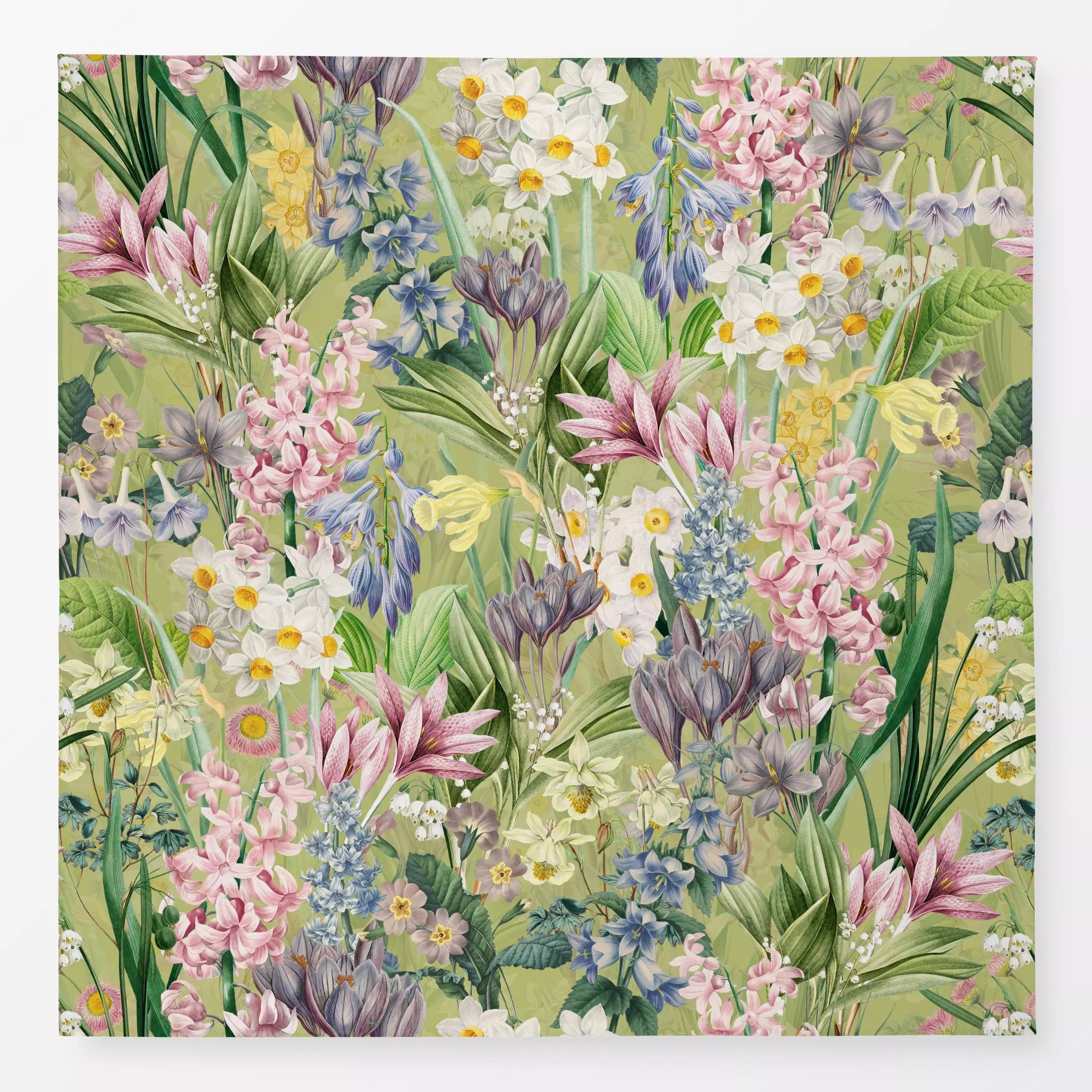 Tischdecke Frühlings Vintage Blumen Grün - Blumen & Florales, Frühling, Retro & Vintage - von „Uta Naumann"; Wasserfarben, B...