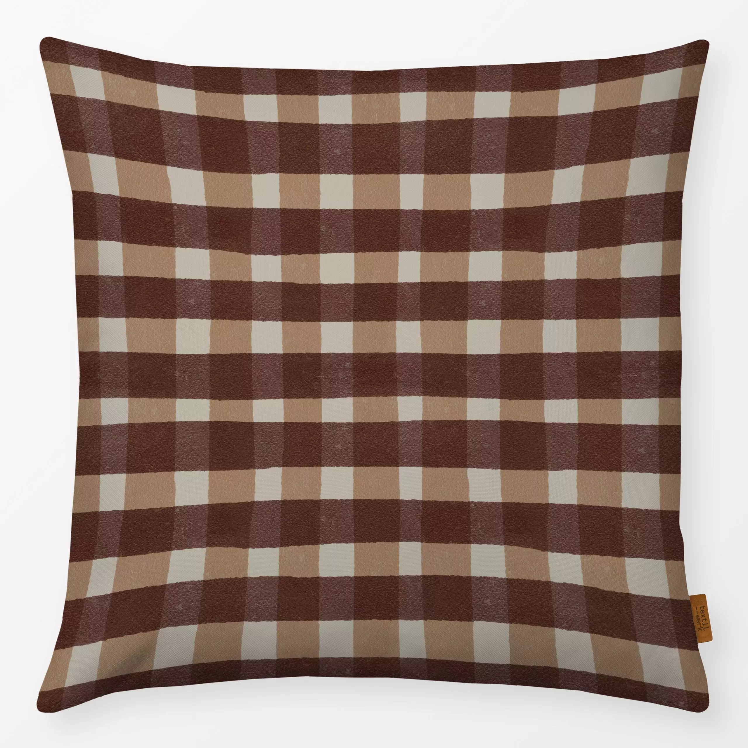 Kissen Flower Fall Checks red - Herbst, Symbole & Muster - von „Jana Driver"; Karo, rot, kariert, braun, checks