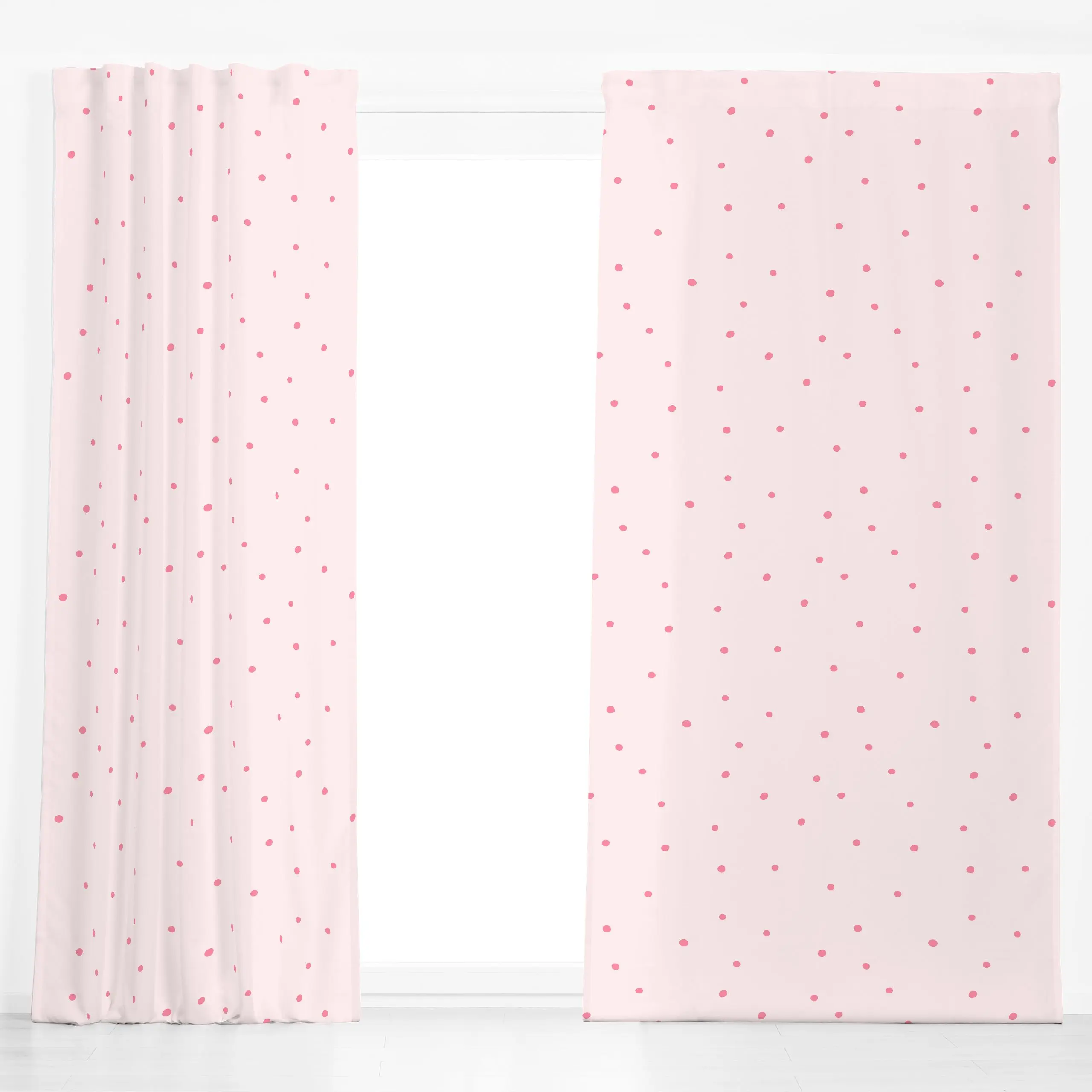 Dekovorhang Punkte Polka Dots Rosa - Frühling, Symbole & Muster - von „Monika Strigel"; minimal, Punkte, niedlich, Dots, Sca...