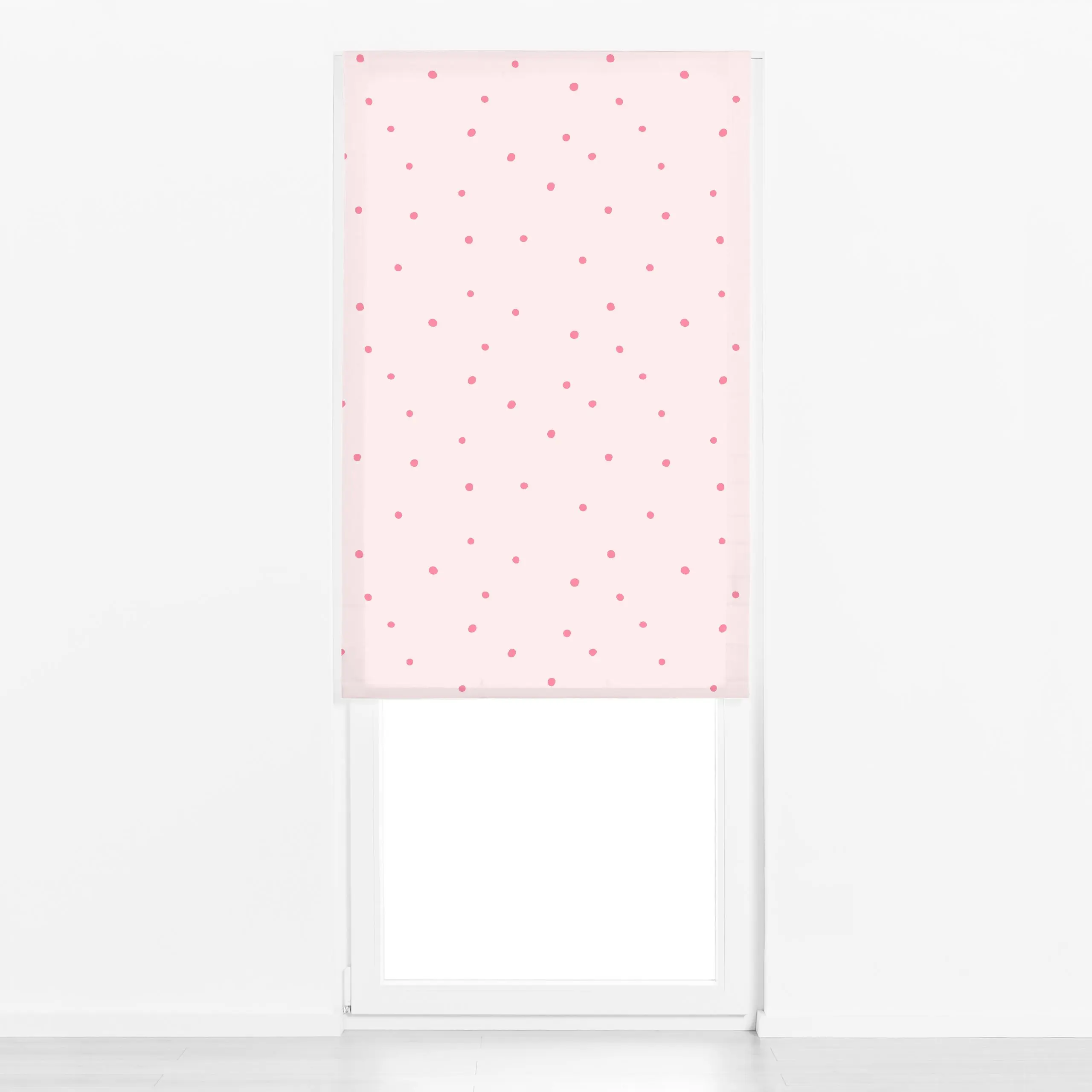 Raffrollo Punkte Polka Dots Rosa - Frühling, Symbole & Muster - von „Monika Strigel"; minimal, Punkte, niedlich, Dots, Scand...