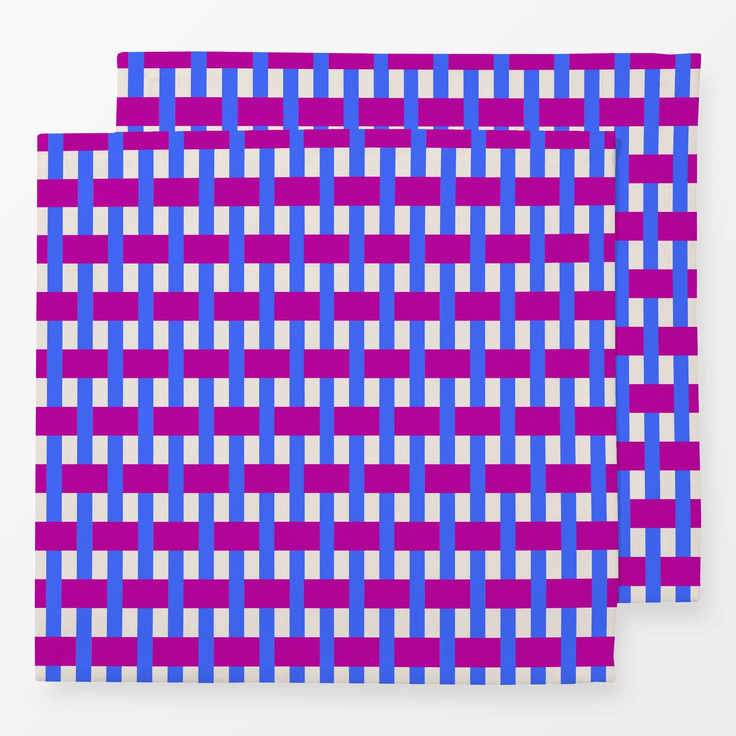 Servietten Webmuster Blau Magenta - Symbole & Muster - von „Sophie Augustin Illustration"; Muster, Streifen, grafisch, Webst...