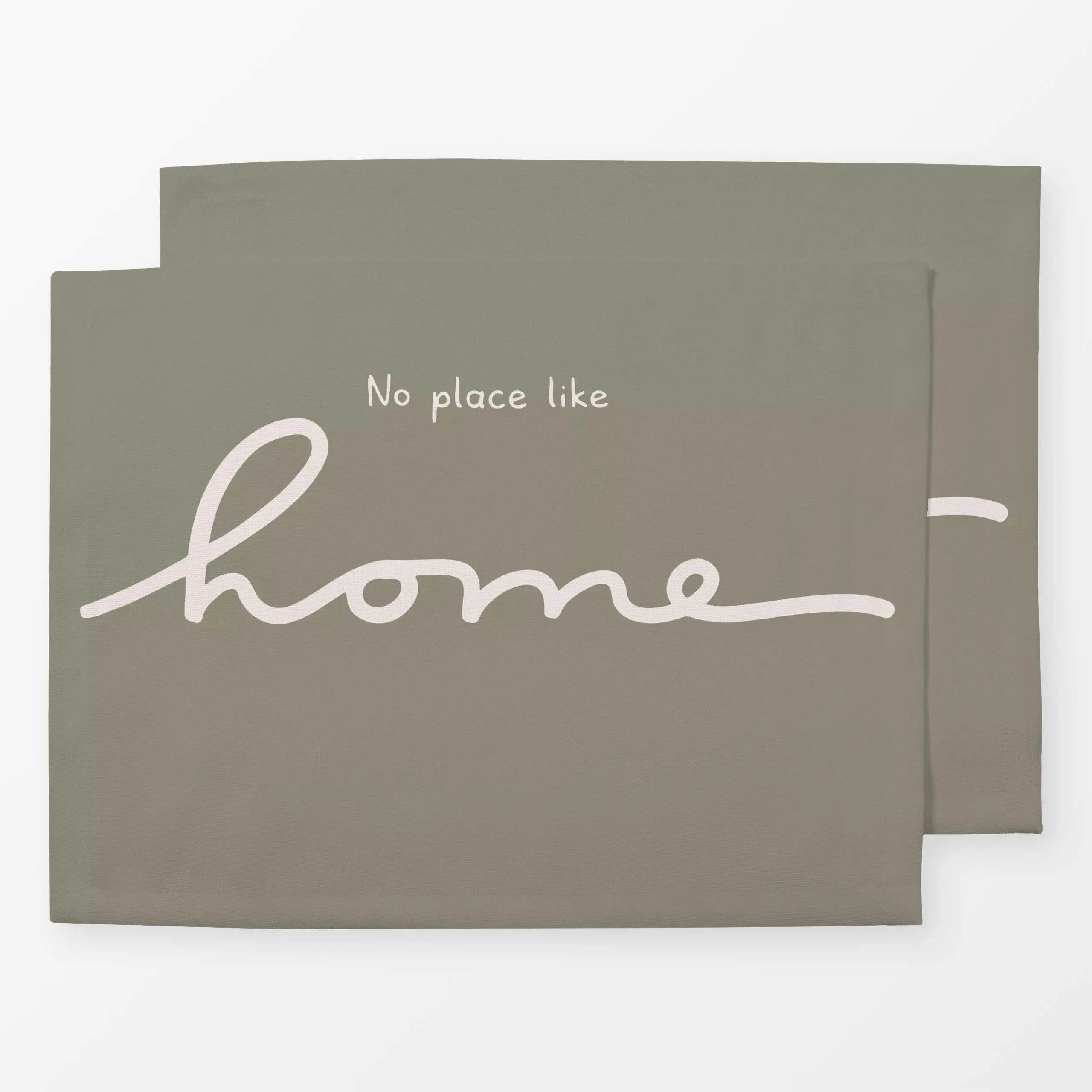 Tischset Home Spruch Beige Grün - Herbst, Sprüche & Schriftzüge, Winter - von „Kathrin Woo"; Home, Cozy, Herbst, Spruchkisse...
