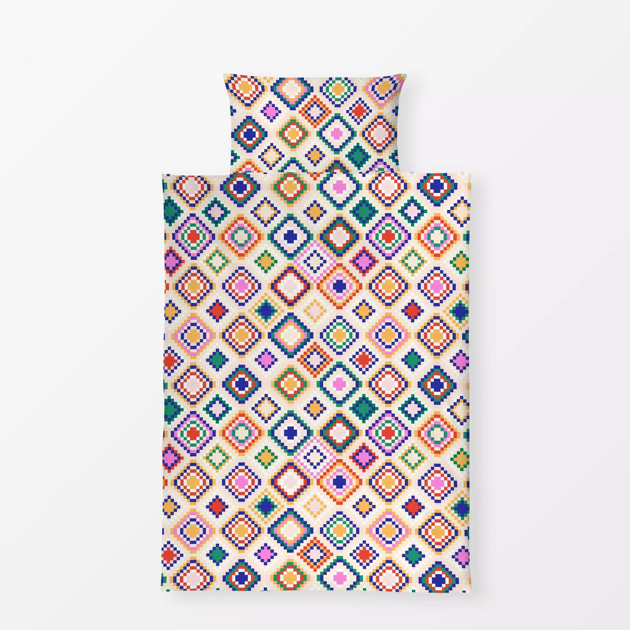 Bettwäsche Cool Boho Mosaic creme - Symbole & Muster - von „Karen Menzenbach"; marrokko, boho, Muster, Geometrisch, Orange, ...