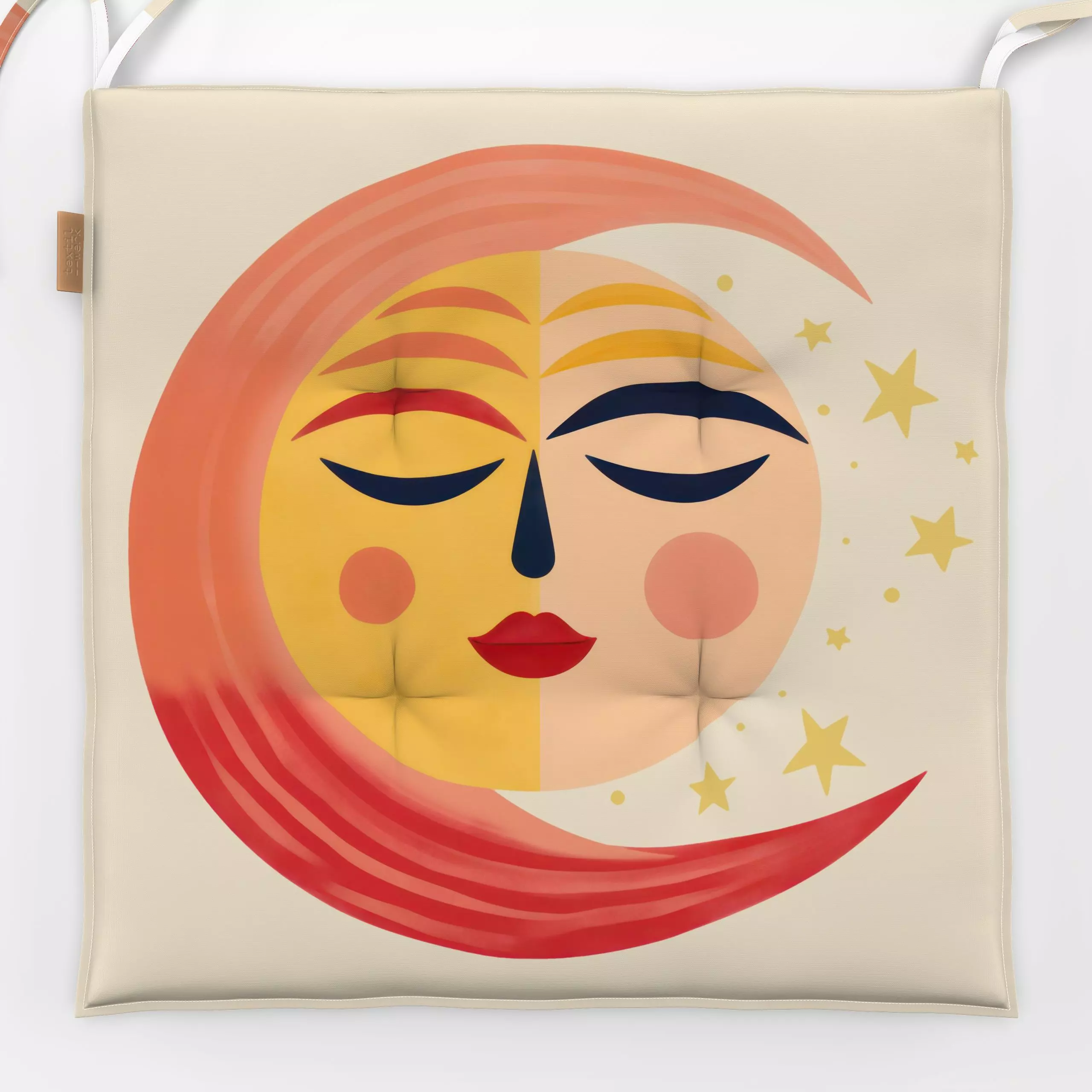 Sitzkissen Sun And Moon - Kinderzimmer & Motive für Kinder, Astronomie & Weltraum - von „Andrea Haase"; Sonne, Sterne, Mond,...