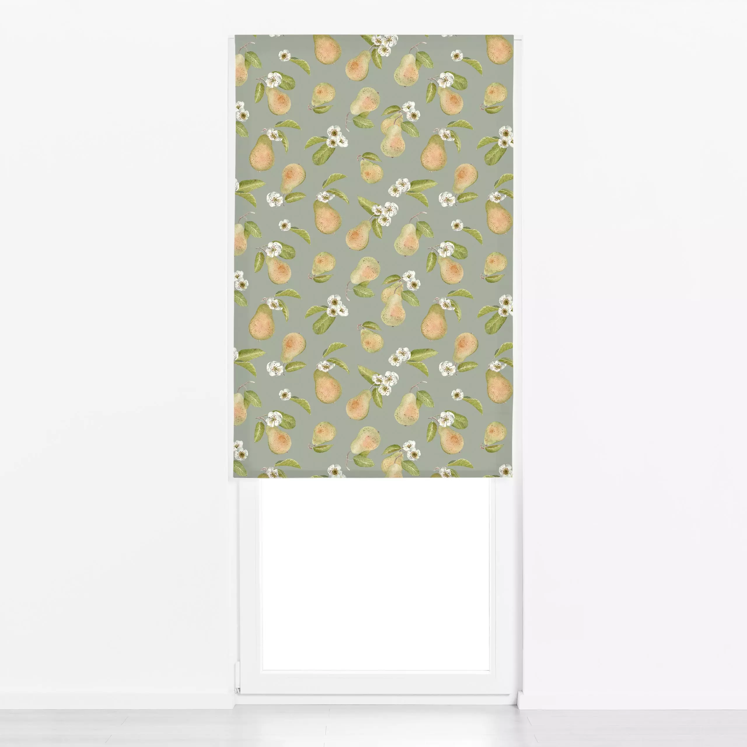 Raffrollo Birnen Blüte desertsage - von „Katrin Graff"; Aquarell, Blüten, Birne, Haus - & Bauernhoftiere, Herbst, Ernte, her...