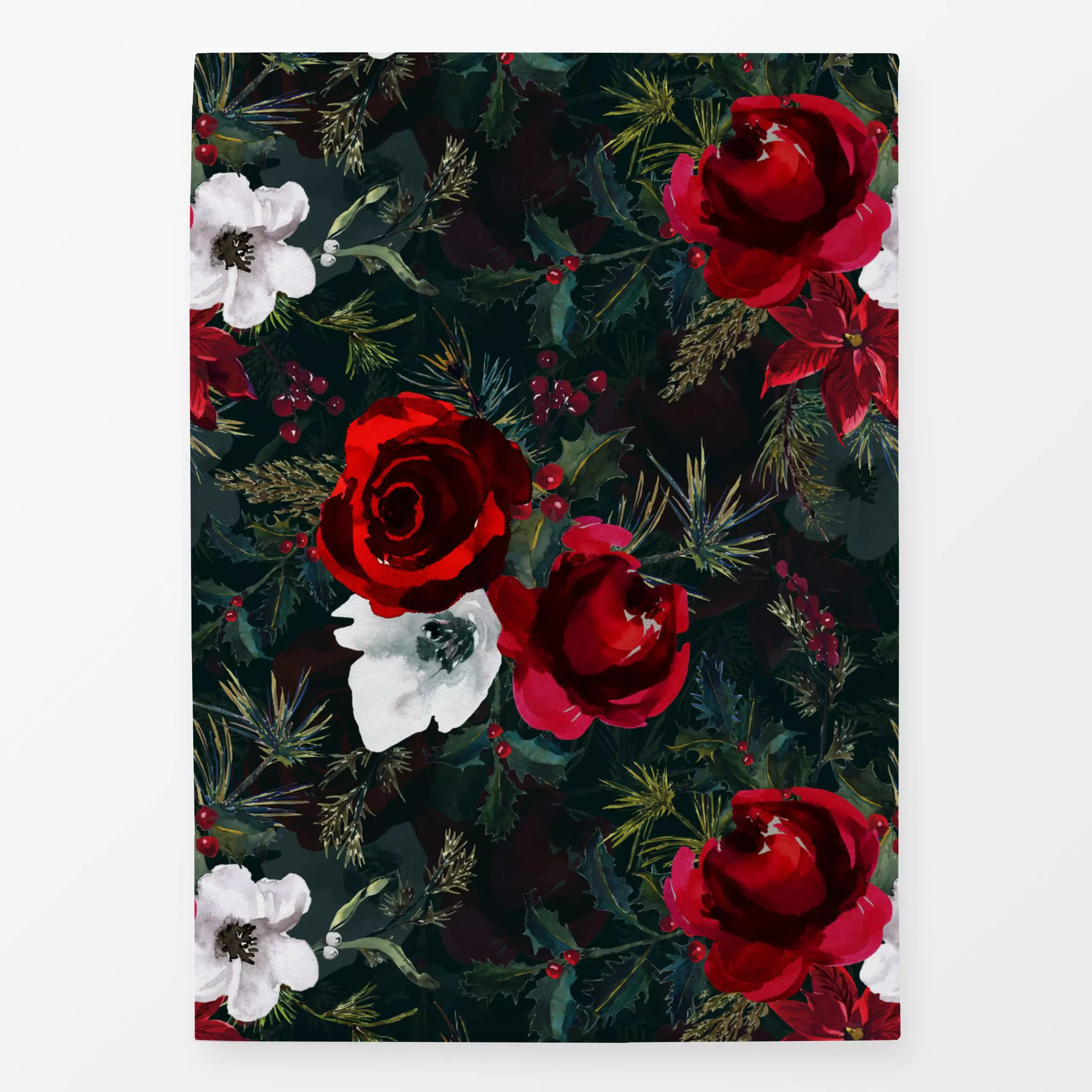 Geschirrtücher Weihnachtliche Rosen - Blumen & Florales, Weihnachten, Winter - von „Uta Naumann"; Muster, Rosen, Hygge, Weih...