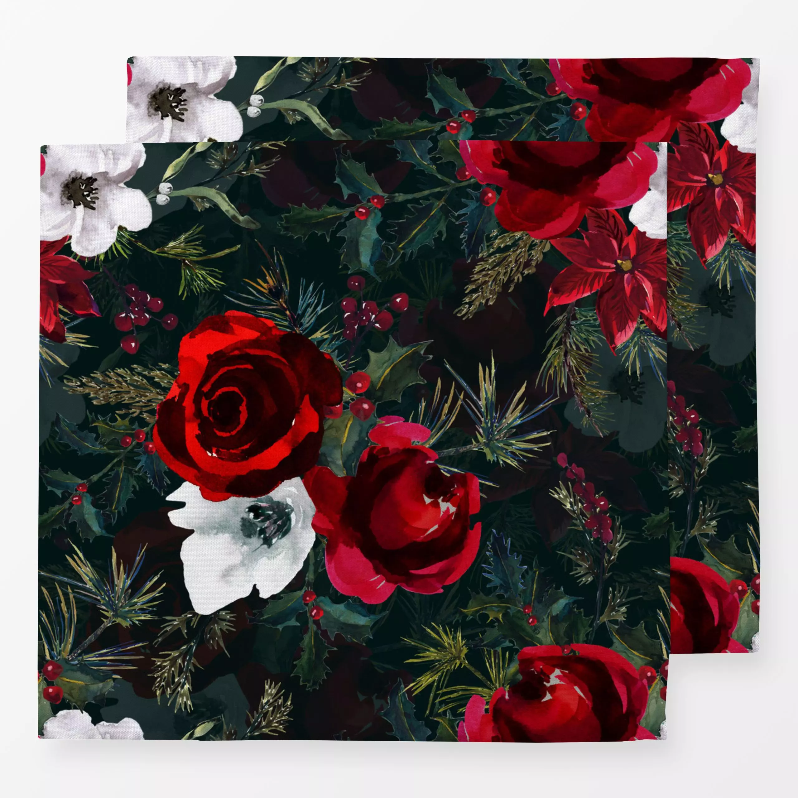 Servietten Weihnachtliche Rosen - Blumen & Florales, Weihnachten, Winter - von „Uta Naumann“; Muster, Rosen, Hygge, Weihnach...