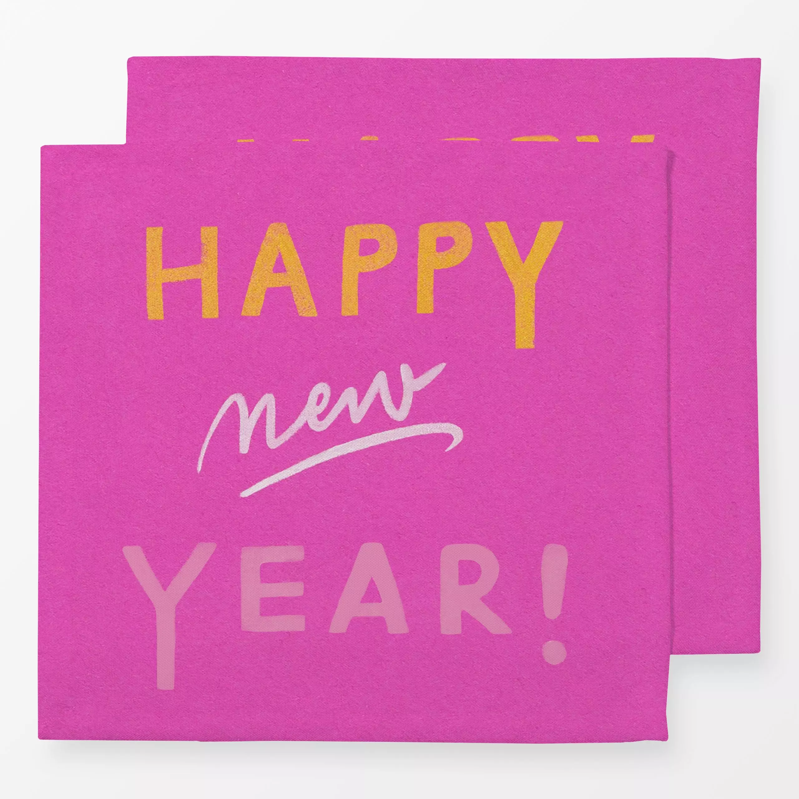 Servietten Happy New Year pink & yellow - Anlässe - von „Iris Knabenschuh Textildesign"; Zeichnung, silvester, Feier, Typogr...
