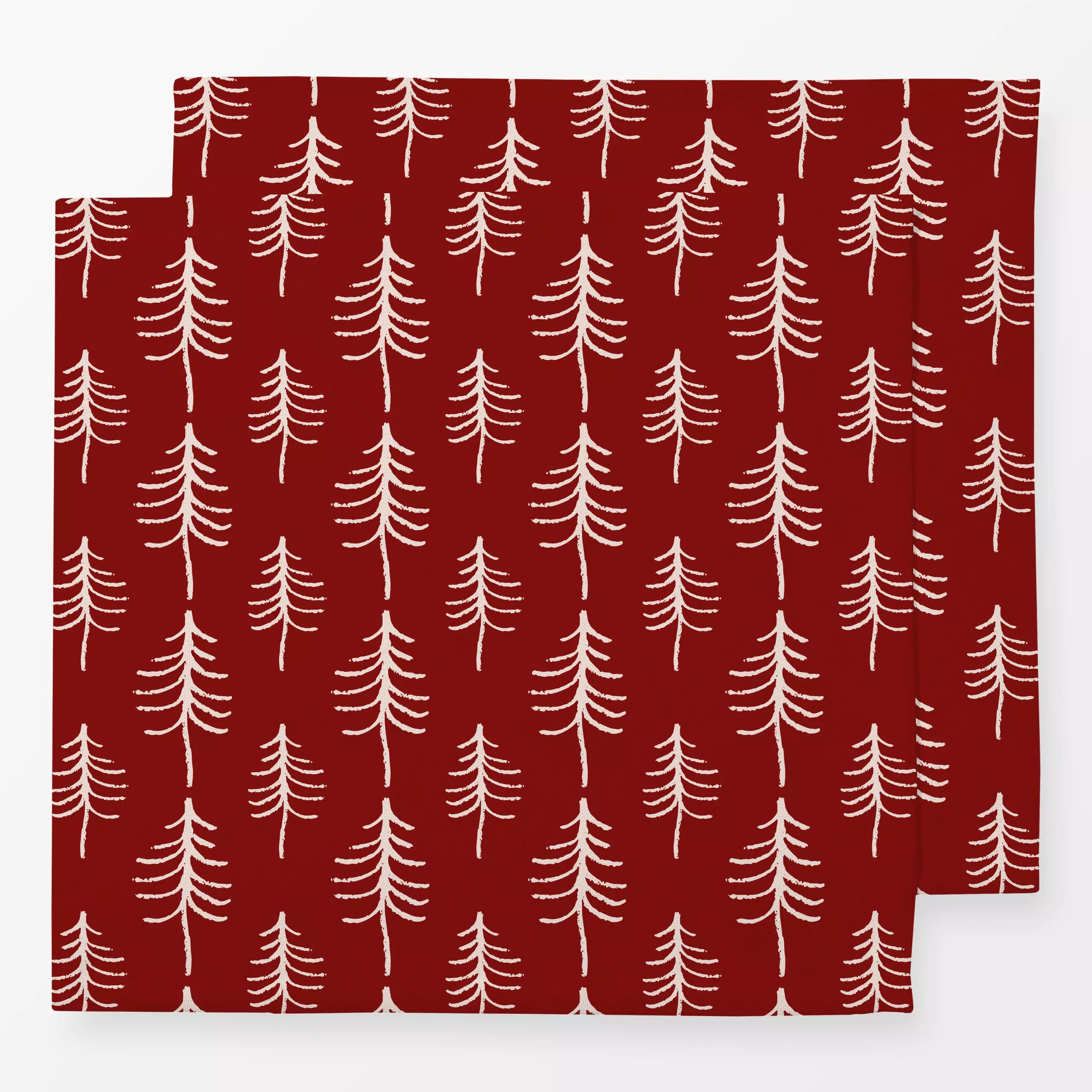 Servietten Weihnachtsbäume auf rot - Weihnachten, Winter - von „Uta Naumann"; skandinavisch, Bäume, Hygge, Tannenbaum, Weihn...