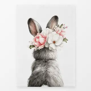Geschirrtücher Hase mit Blumenkranz 1