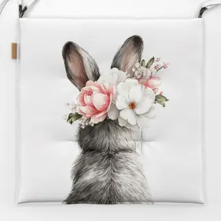 Sitzkissen Hase mit Blumenkranz 1