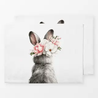 Tischset Hase mit Blumenkranz 1