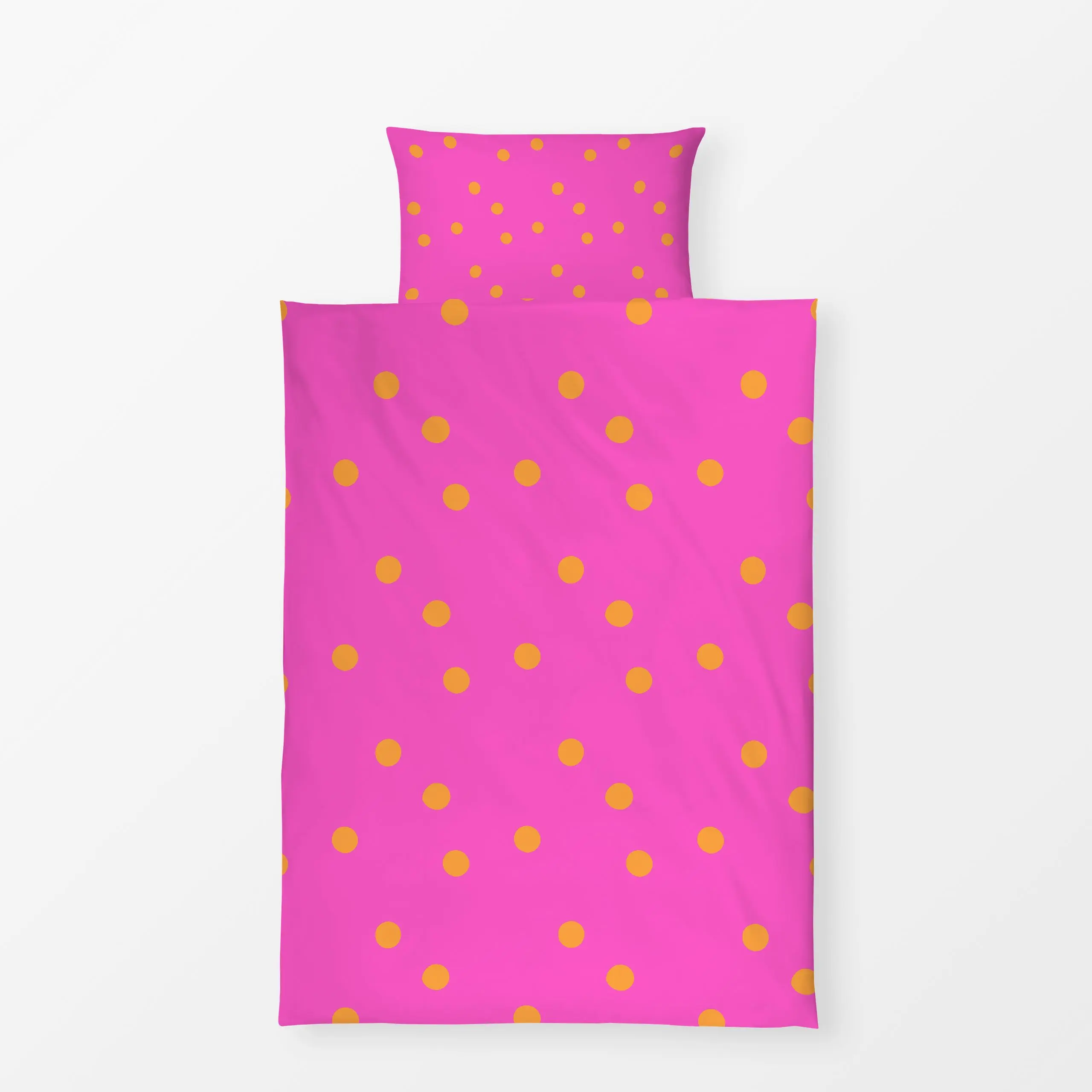 Bettwäsche Glücklich in Pink - Symbole & Muster - von „Julia Reyelt"; Punkte, gepunktet, Happy, Happiness, farbenfroh, froeh...