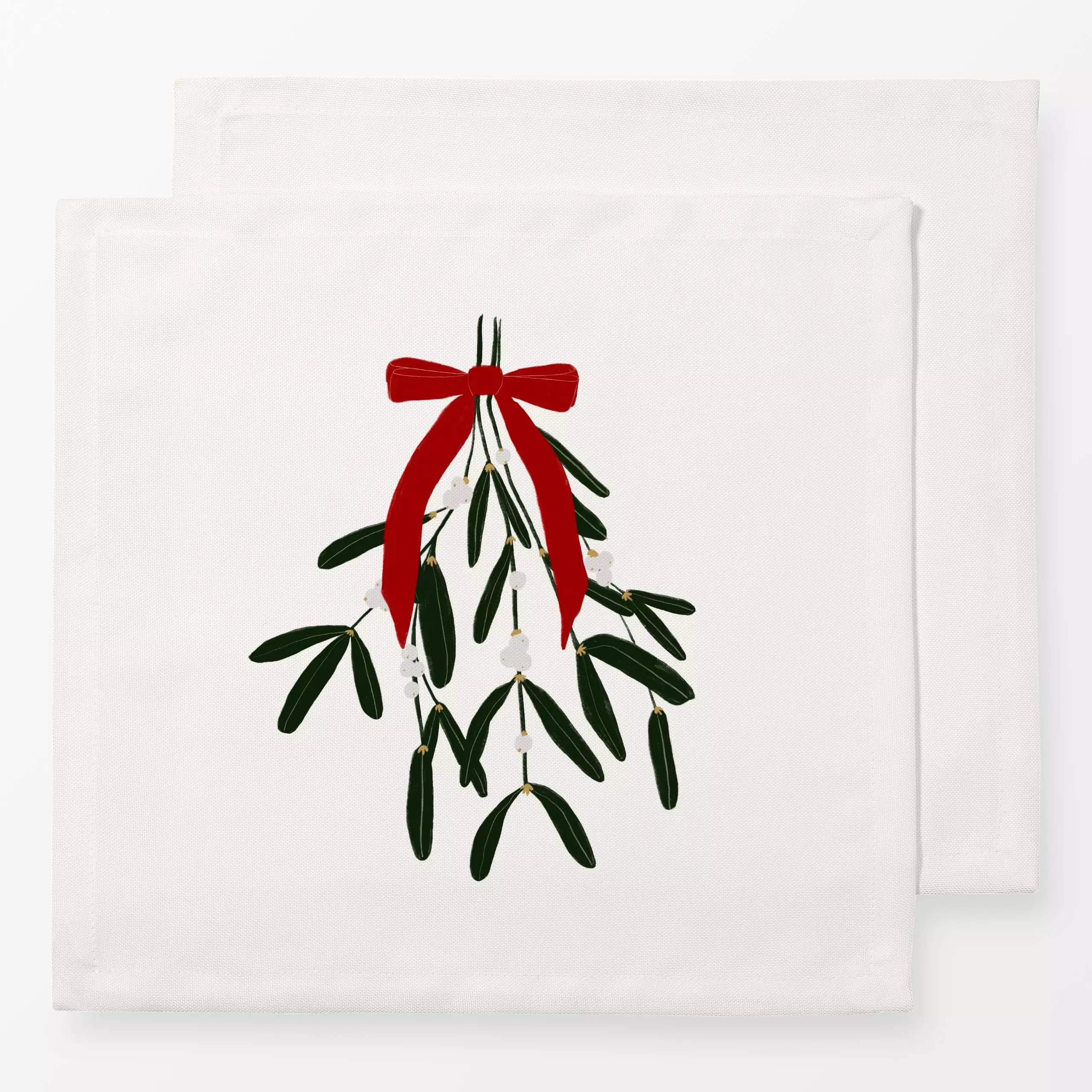 Servietten Mistelzweig Beige - Weihnachten, Pflanzen & Botanik - von „Sophie Augustin Illustration"; Weihnachten, Mistelzwei...