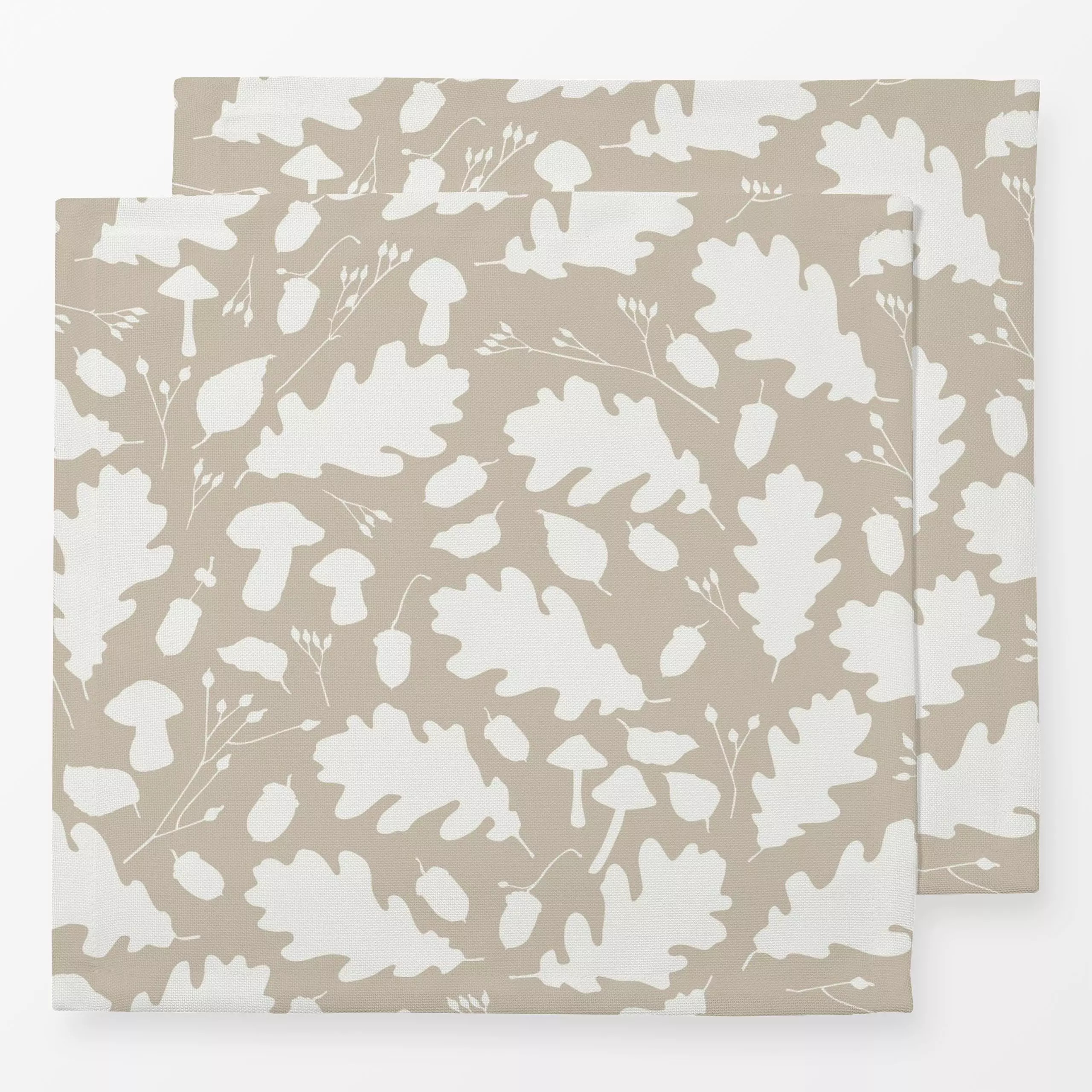 Servietten Herbst allover fog - Herbst, Natur & Landschaft, Pflanzen & Botanik - von „Katrin Graff"; Blätter, Wald, beige, H...